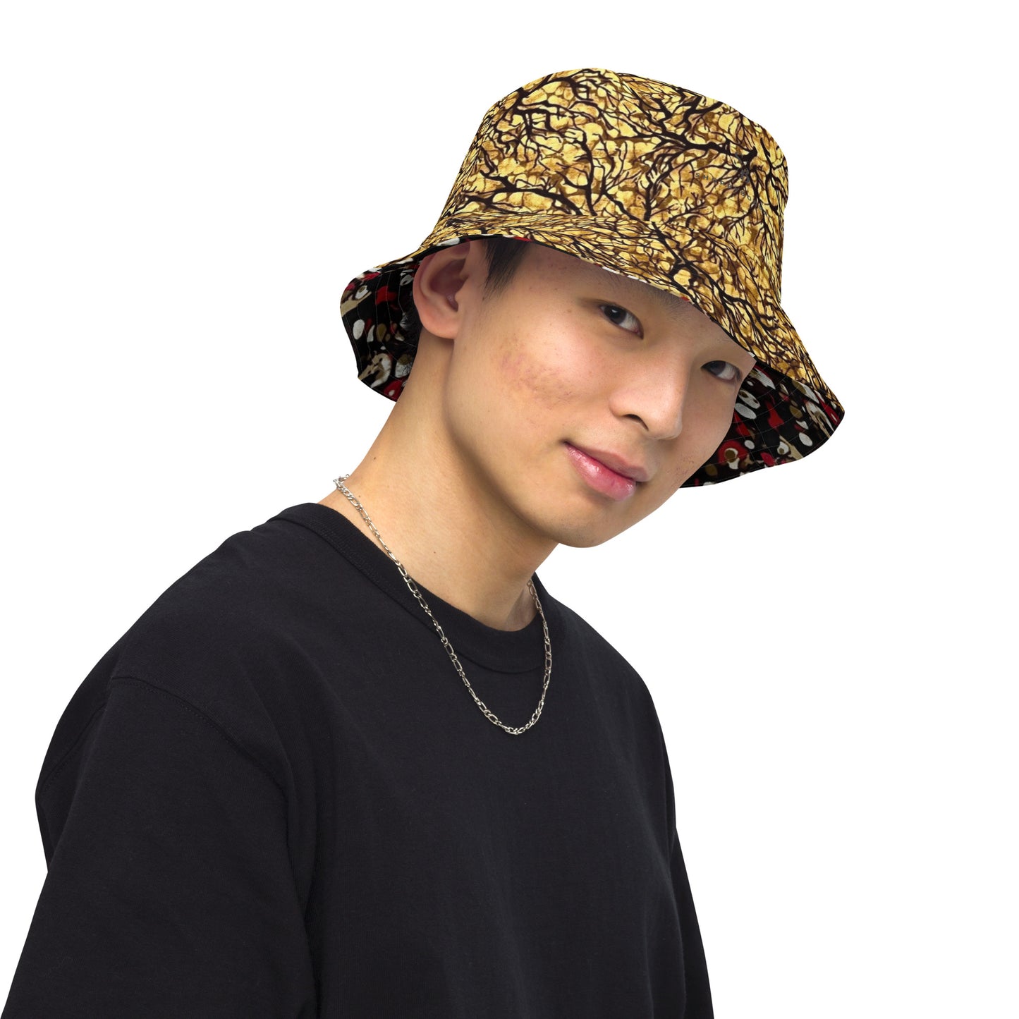 Red & Yellow Abstract Adire Bucket Hat