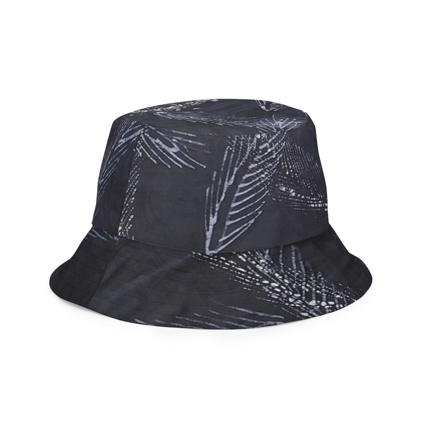 Indigo Adire Leaf Reversible Bucket Hat