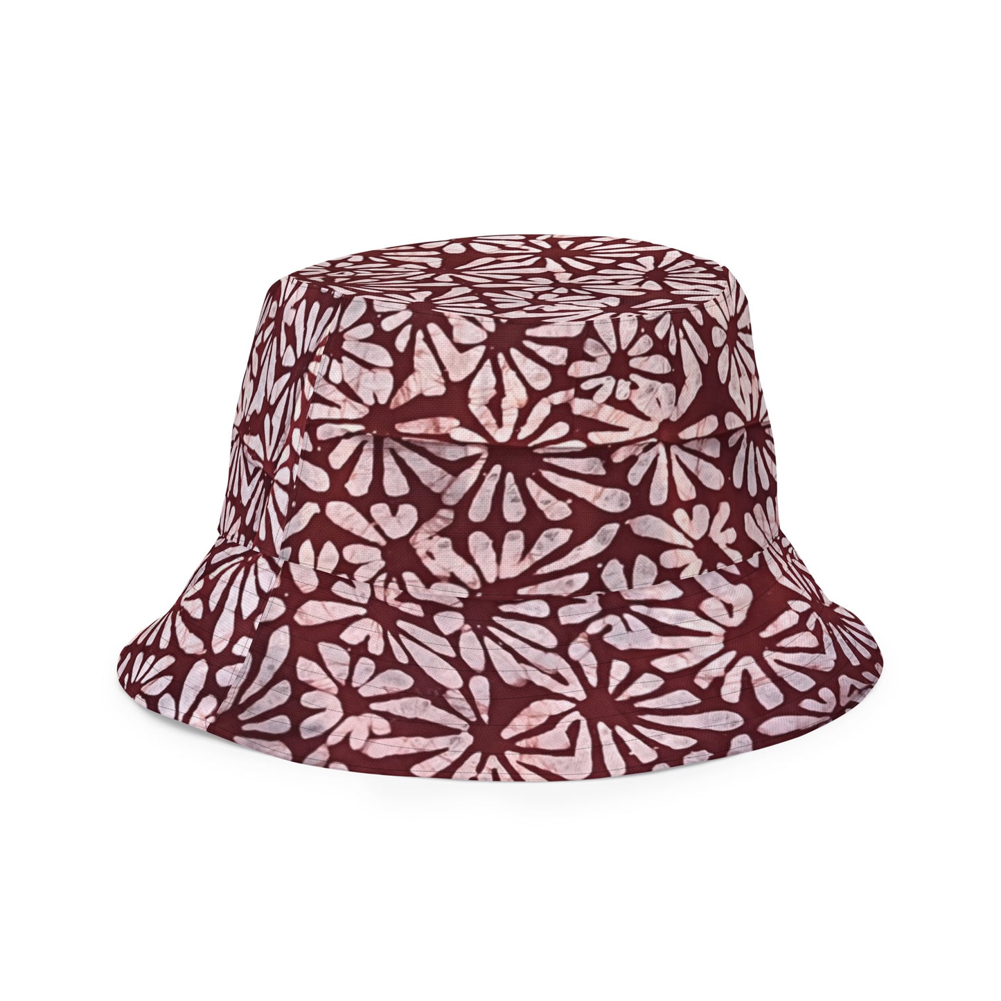 Red Green Abstract Adire Reversible Bucket Hat