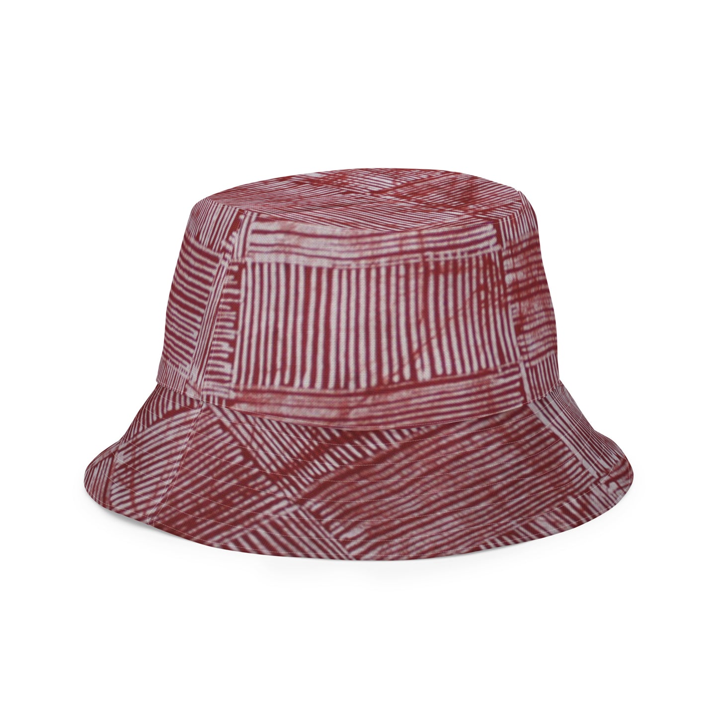 Red White Blue Stripe Adire Reversible Bucket Hat