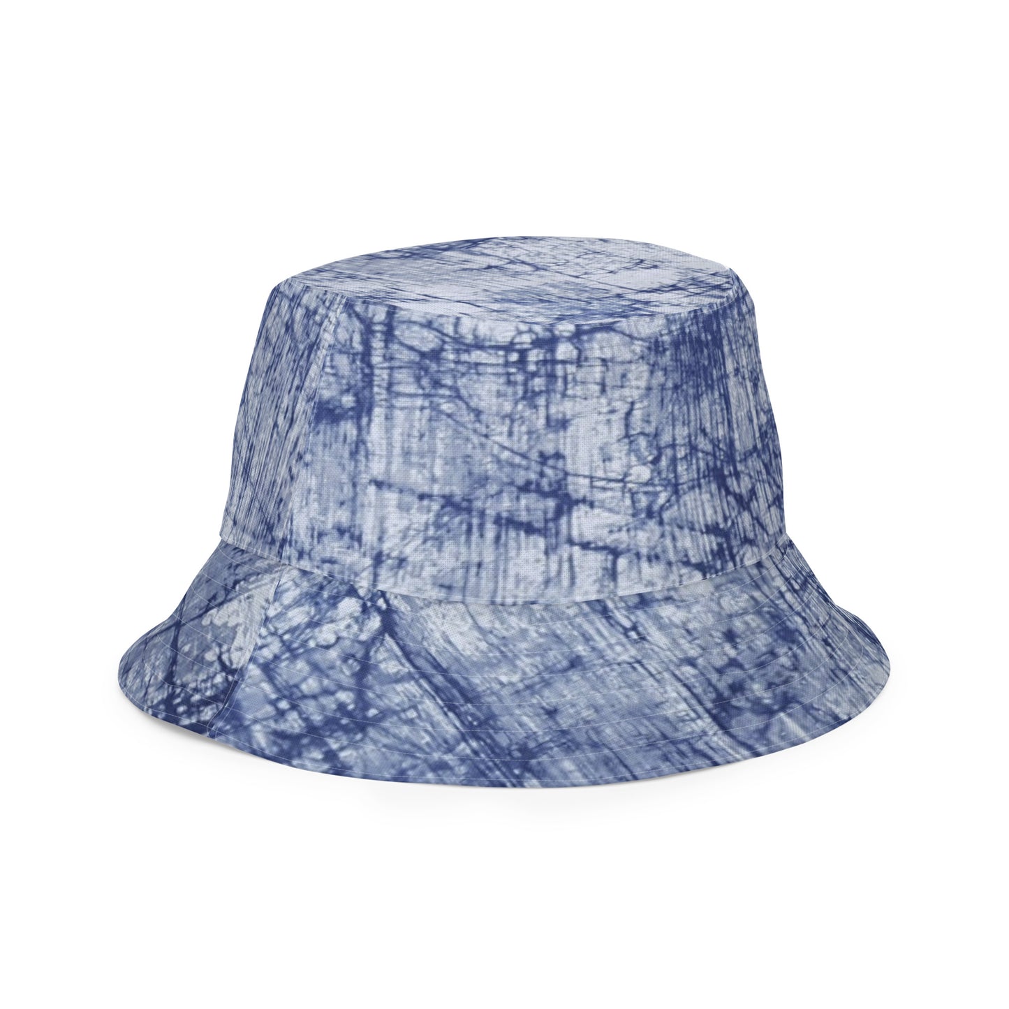 Blue Marble Dotted Adire Reversible Bucket Hat