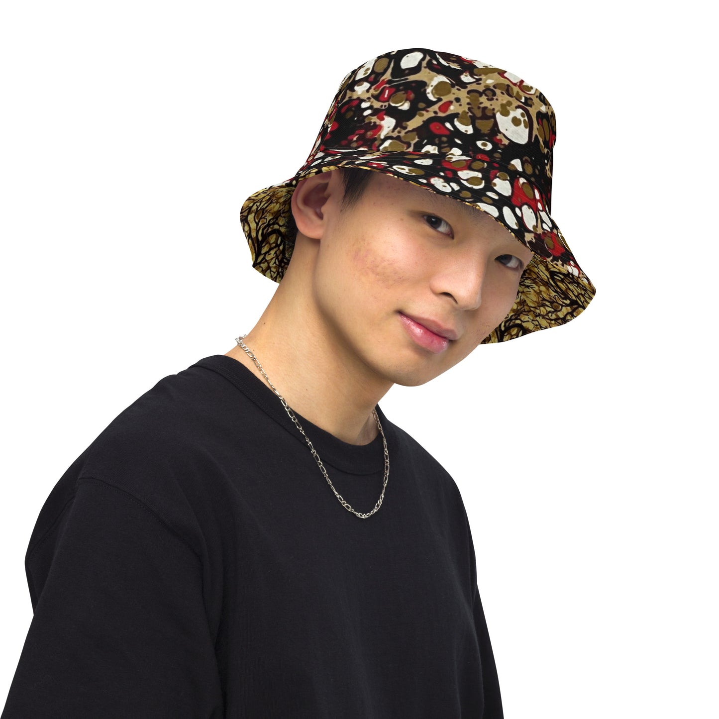 Red & Yellow Abstract Adire Bucket Hat