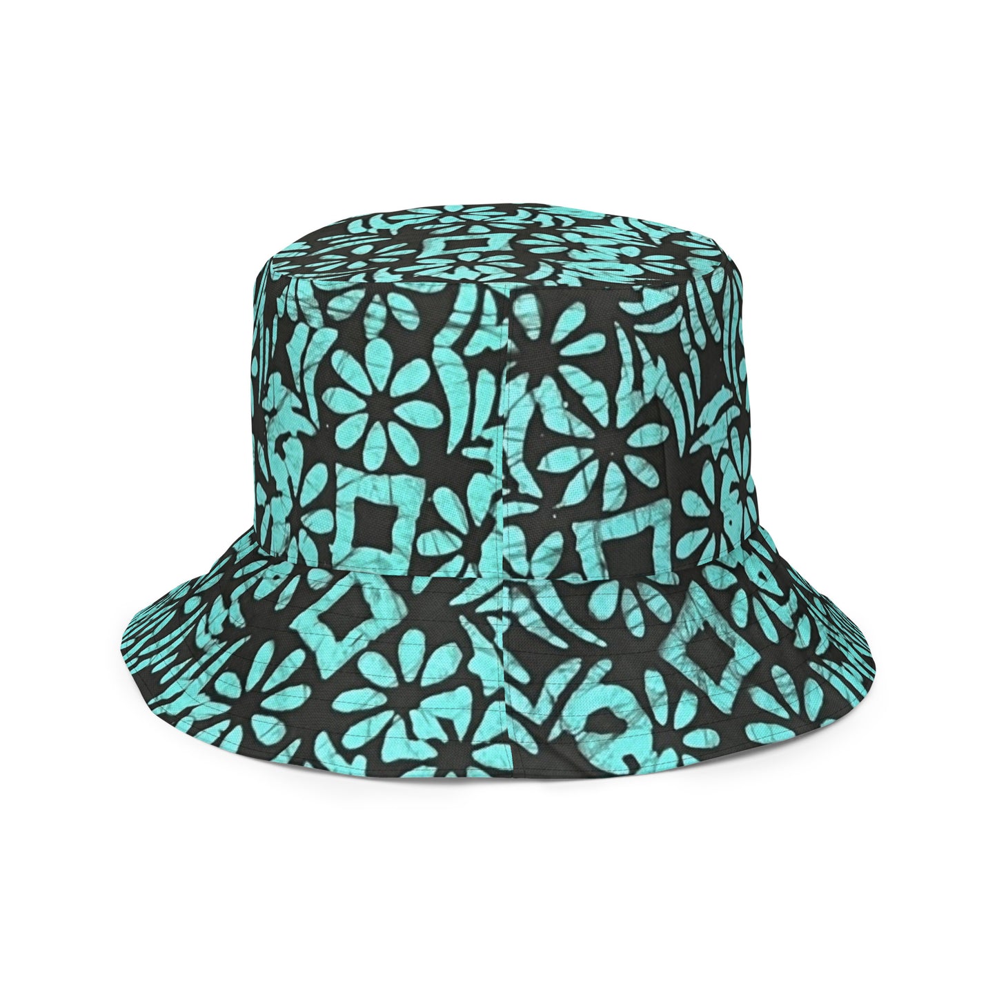 Red Green Abstract Adire Reversible Bucket Hat