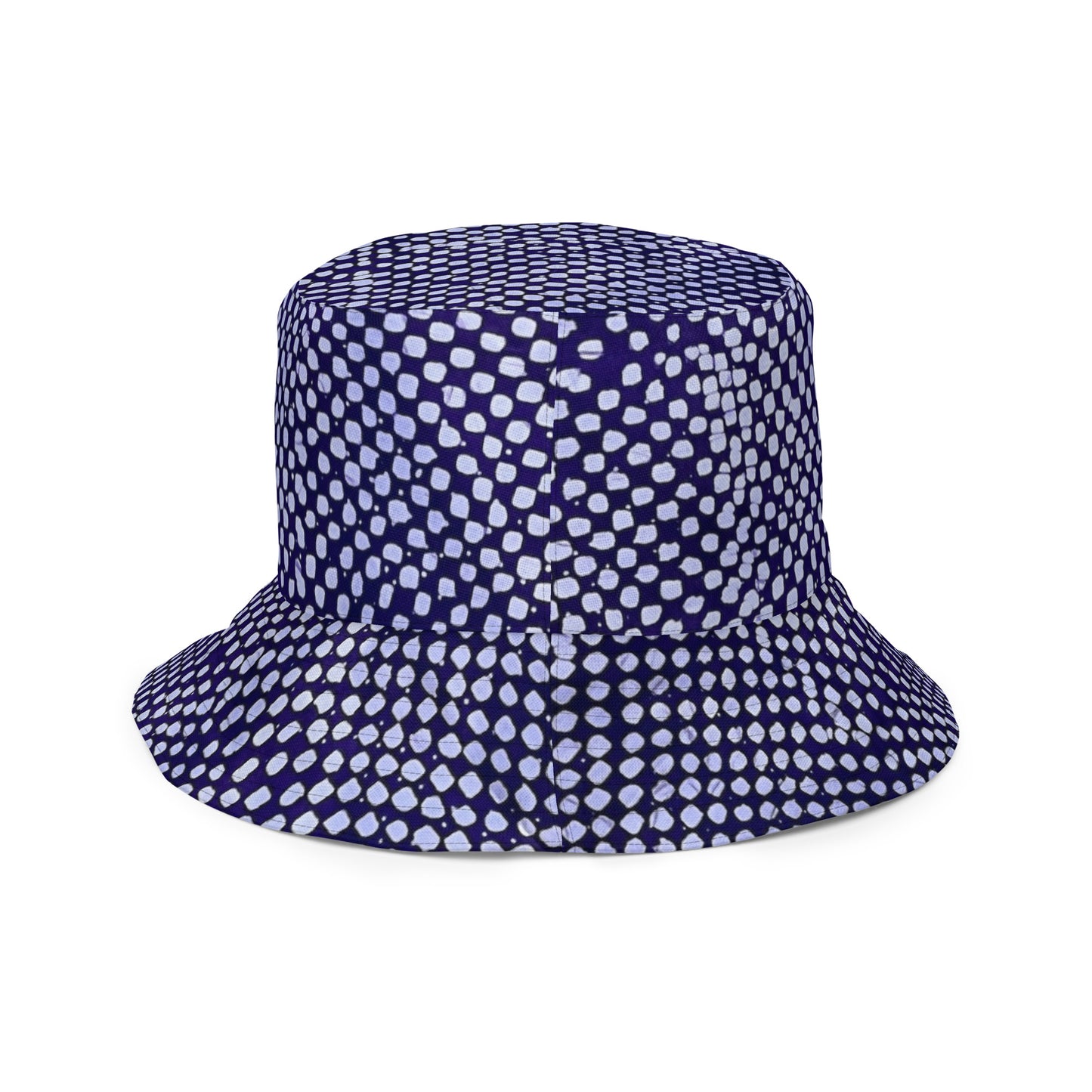 Black White Purple Polka Dot Adire Reversible Bucket Hat