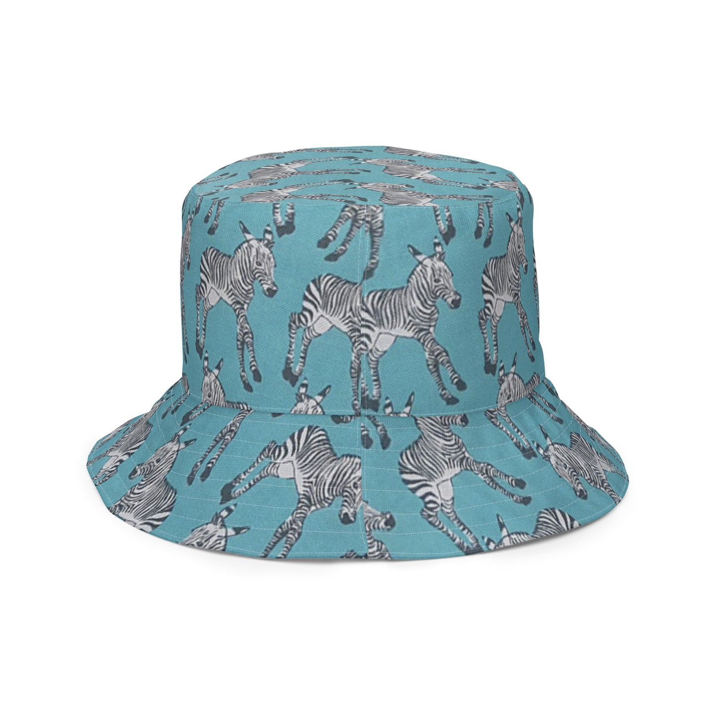 Zebra Aqua Chevron Reversible Bucket Hat