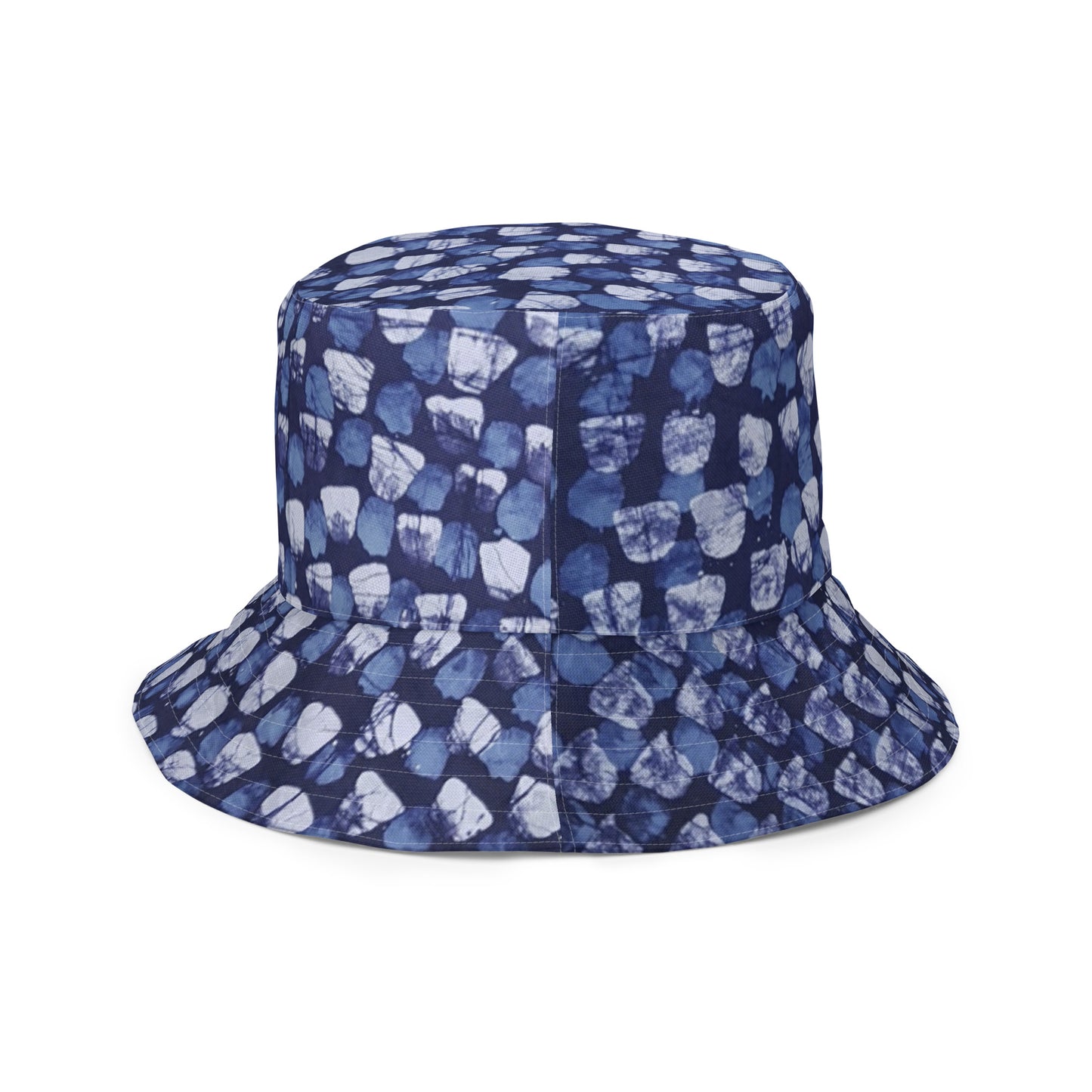 Blue Marble Dotted Adire Reversible Bucket Hat