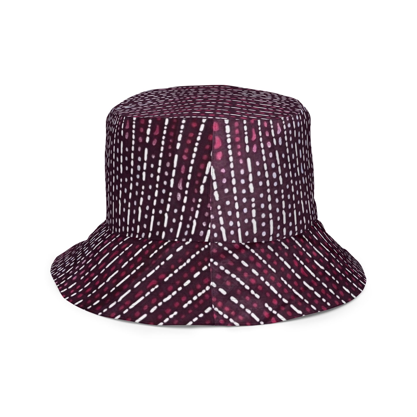 Grey & Burgundy Stripe Bucket Hat