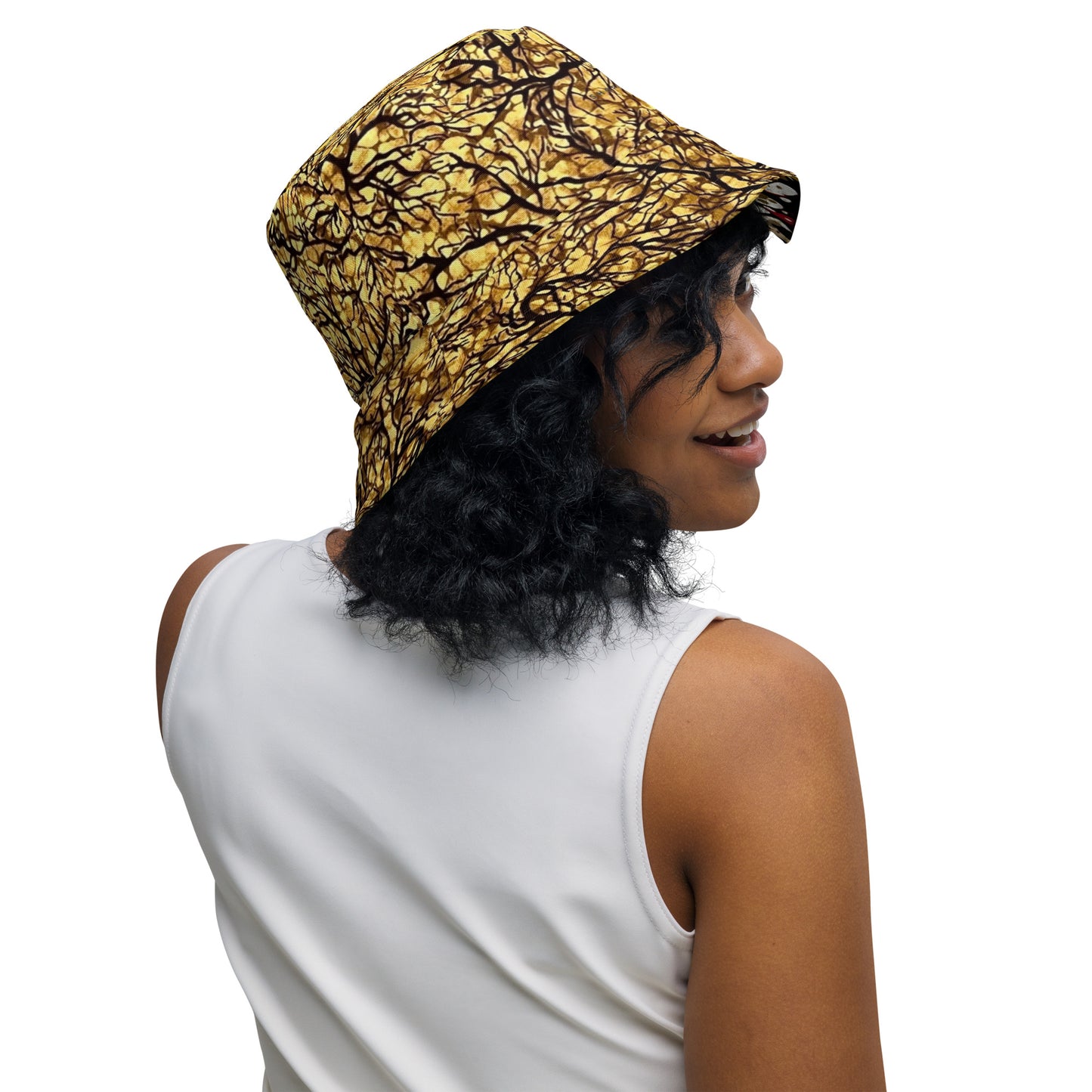 Red & Yellow Abstract Adire Bucket Hat