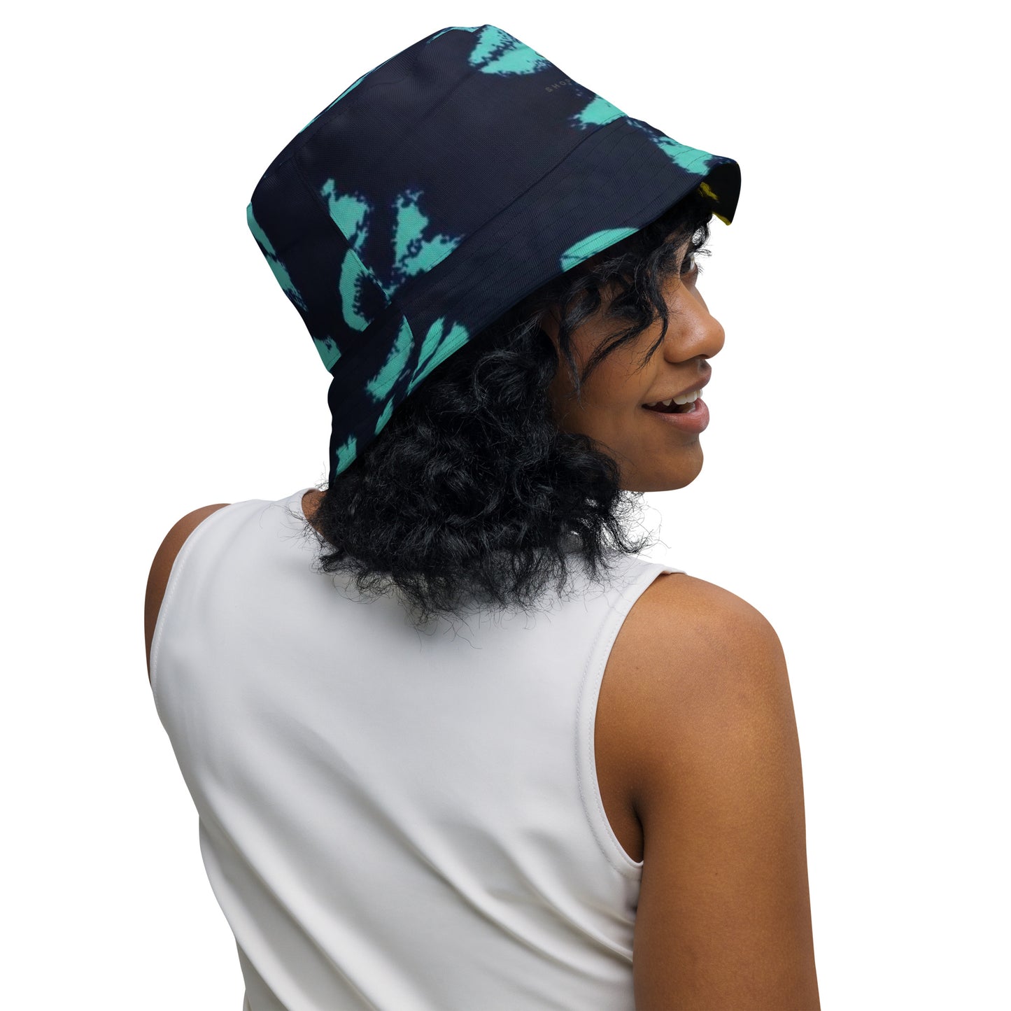 Yellow & Turquoise Tie-Dye Adire Bucket Hat