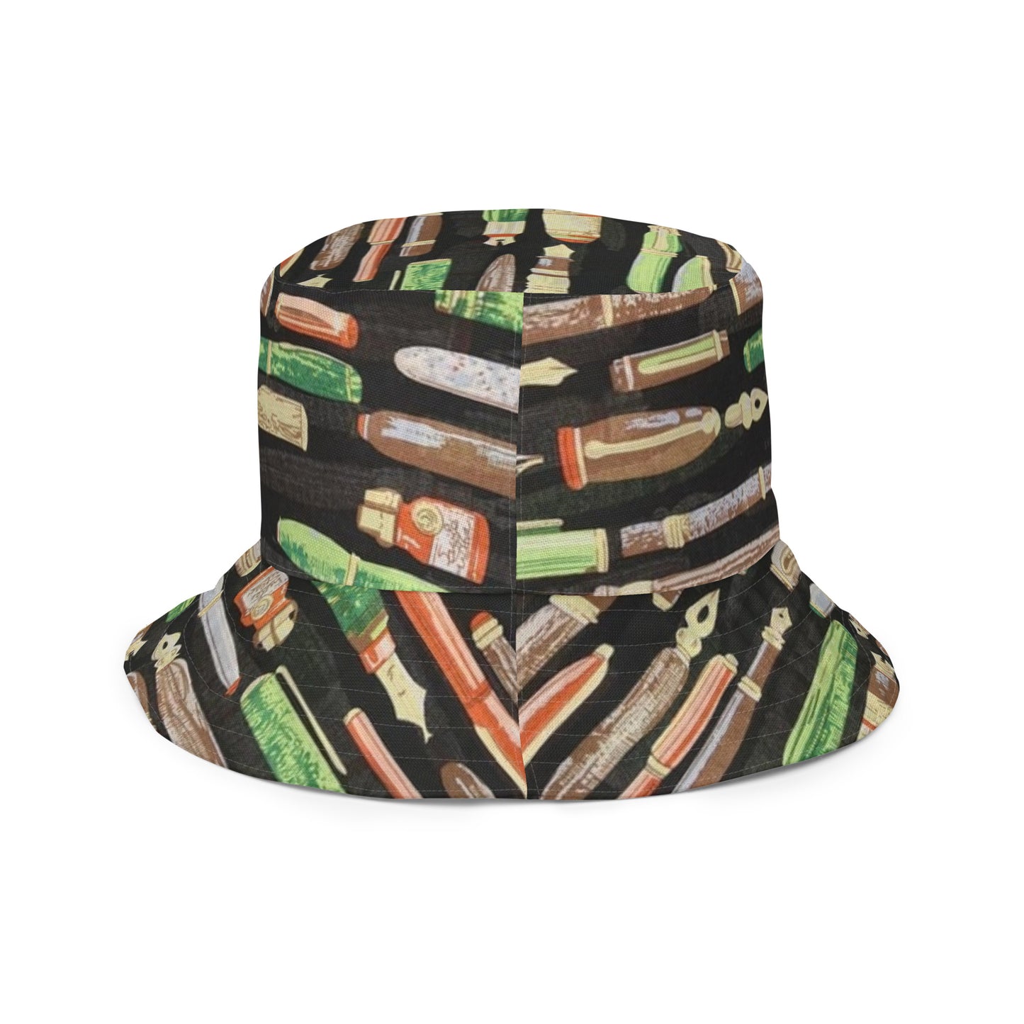 Brown Green Print Bucket Hat