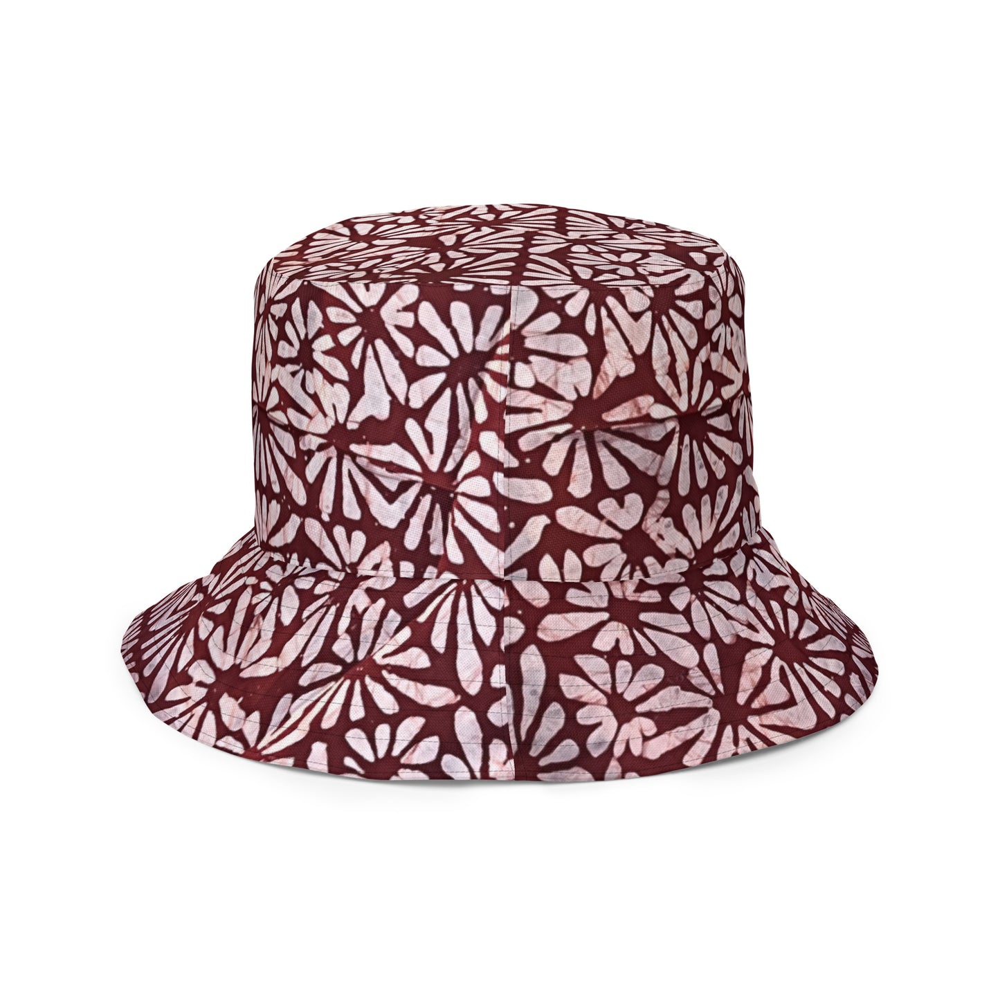 Red Green Abstract Adire Reversible Bucket Hat