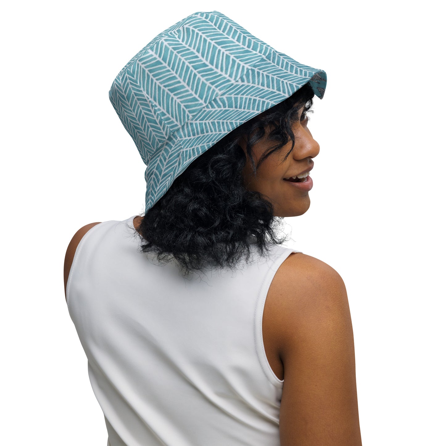 Zebra Aqua Chevron Reversible Bucket Hat