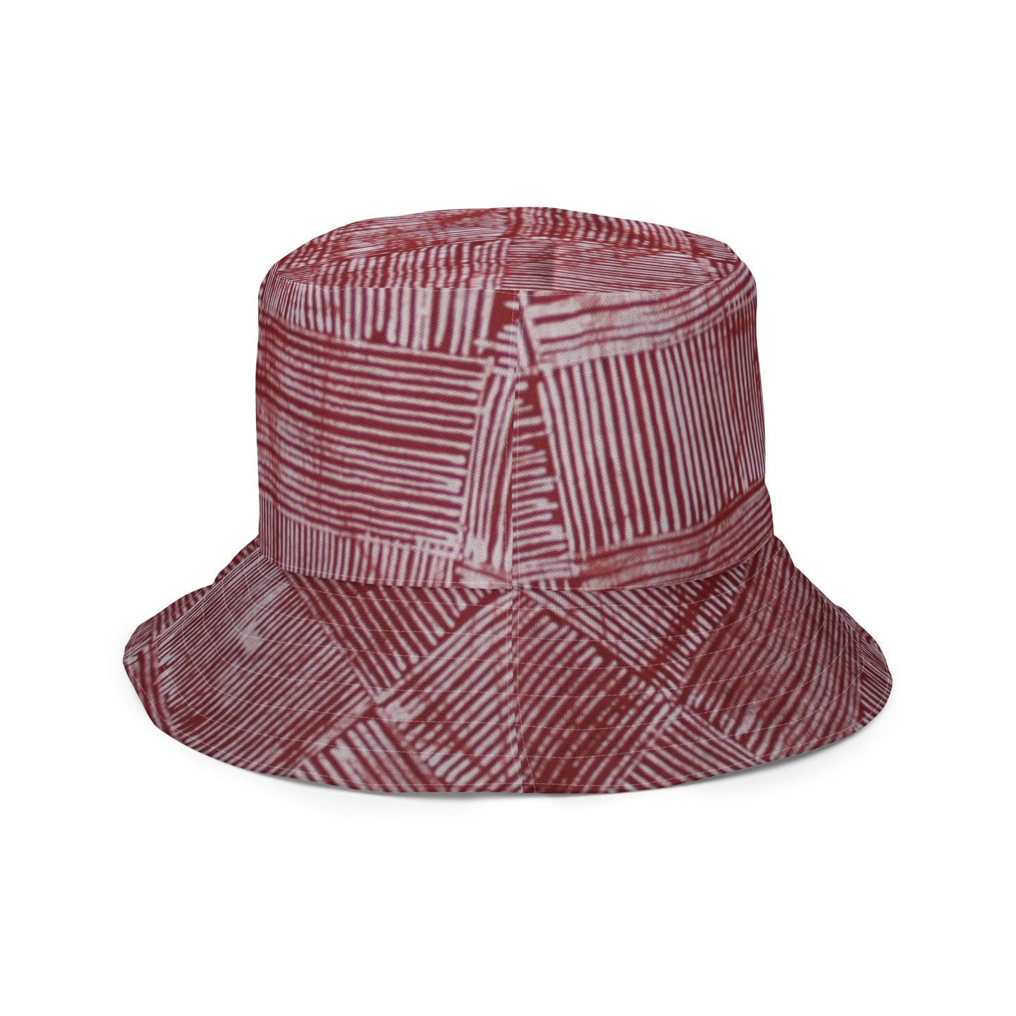 Red White Blue Stripe Adire Reversible Bucket Hat