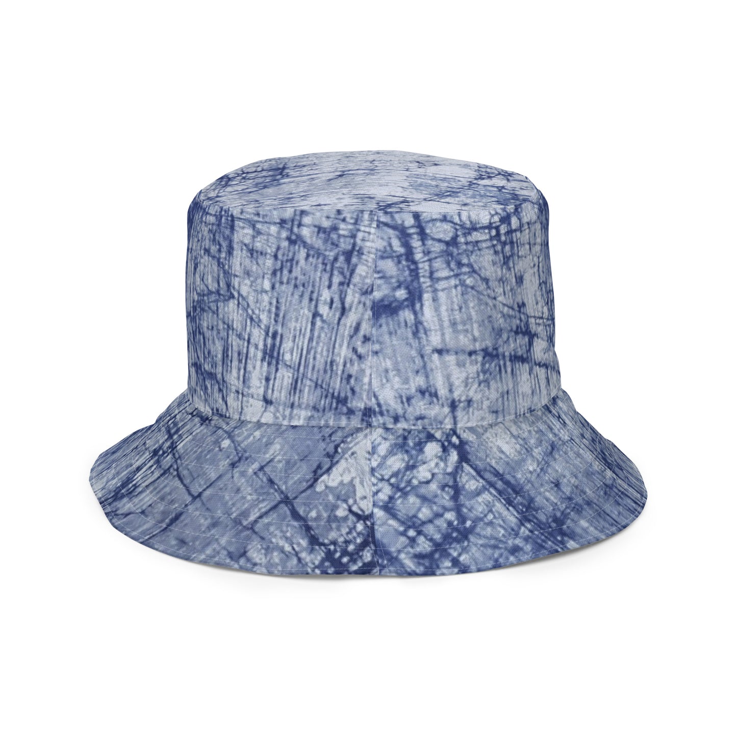 Blue Marble Dotted Adire Reversible Bucket Hat