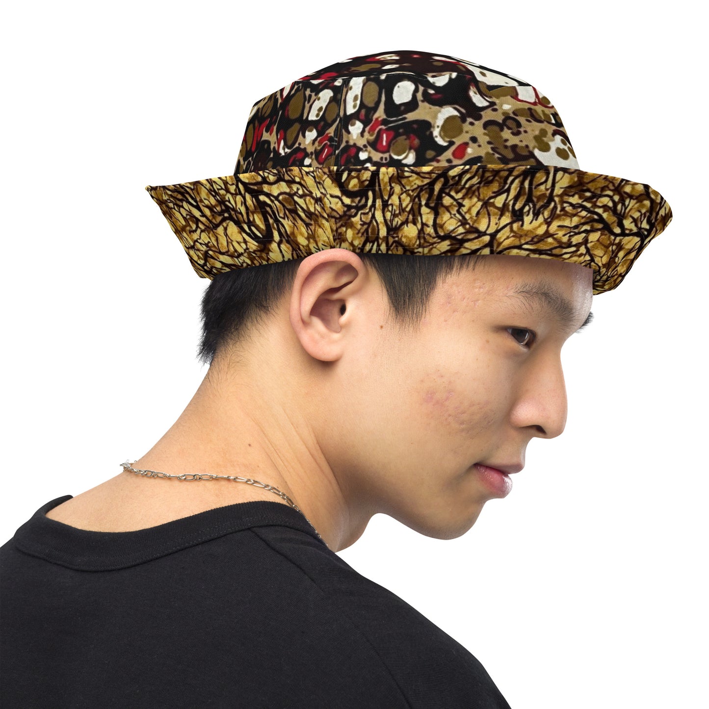 Red & Yellow Abstract Adire Bucket Hat