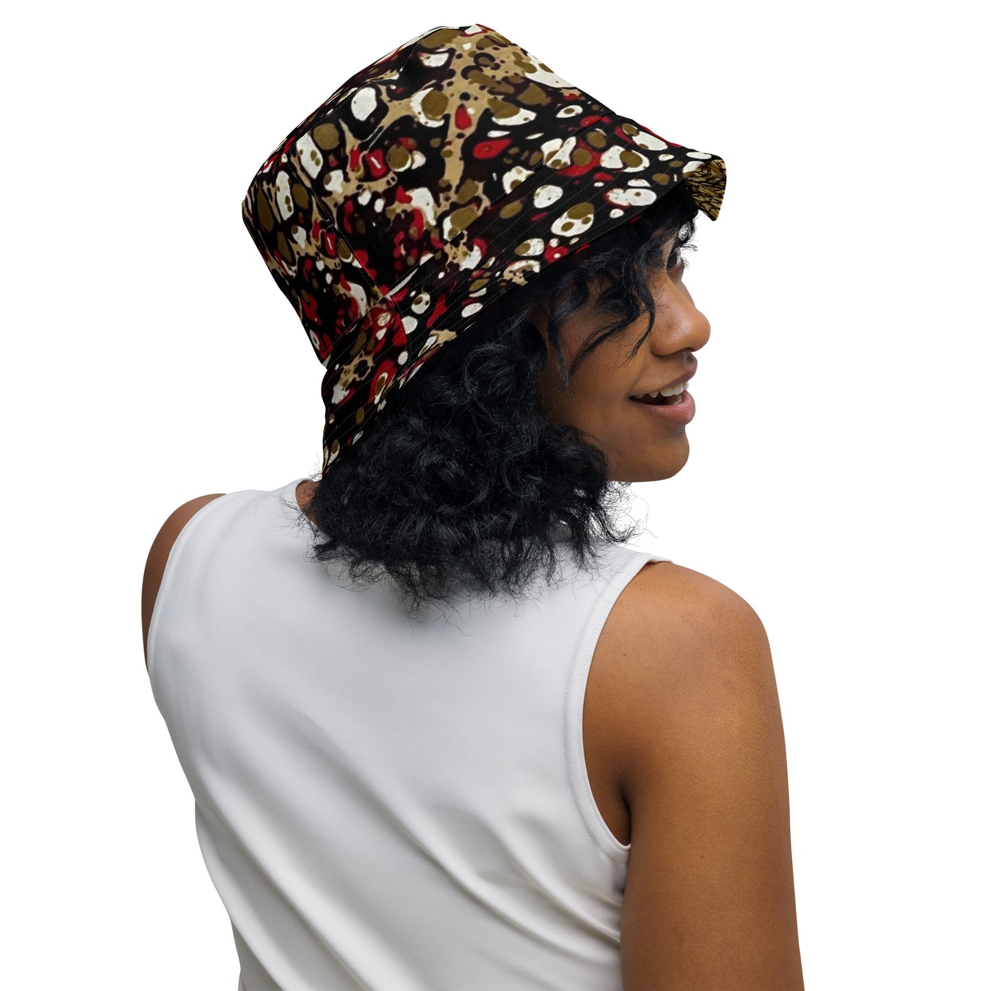 Red & Yellow Abstract Adire Bucket Hat