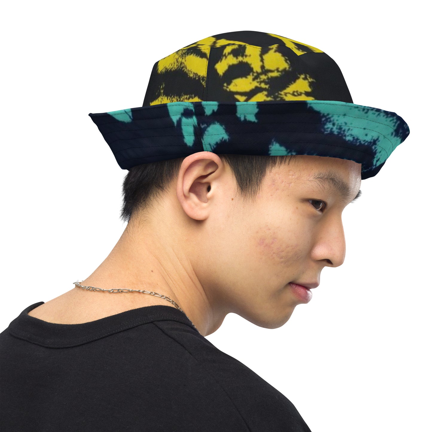 Yellow & Turquoise Tie-Dye Adire Bucket Hat