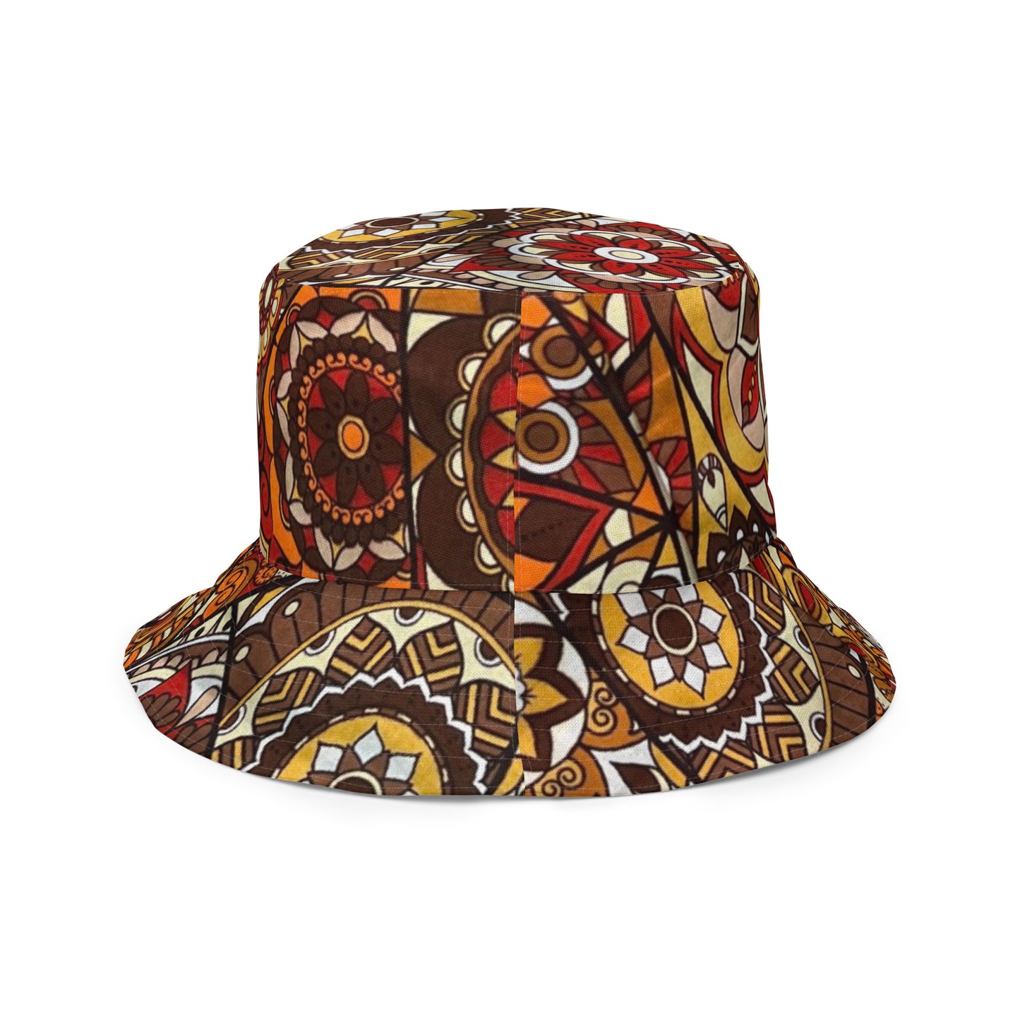 Brown Green Print Bucket Hat