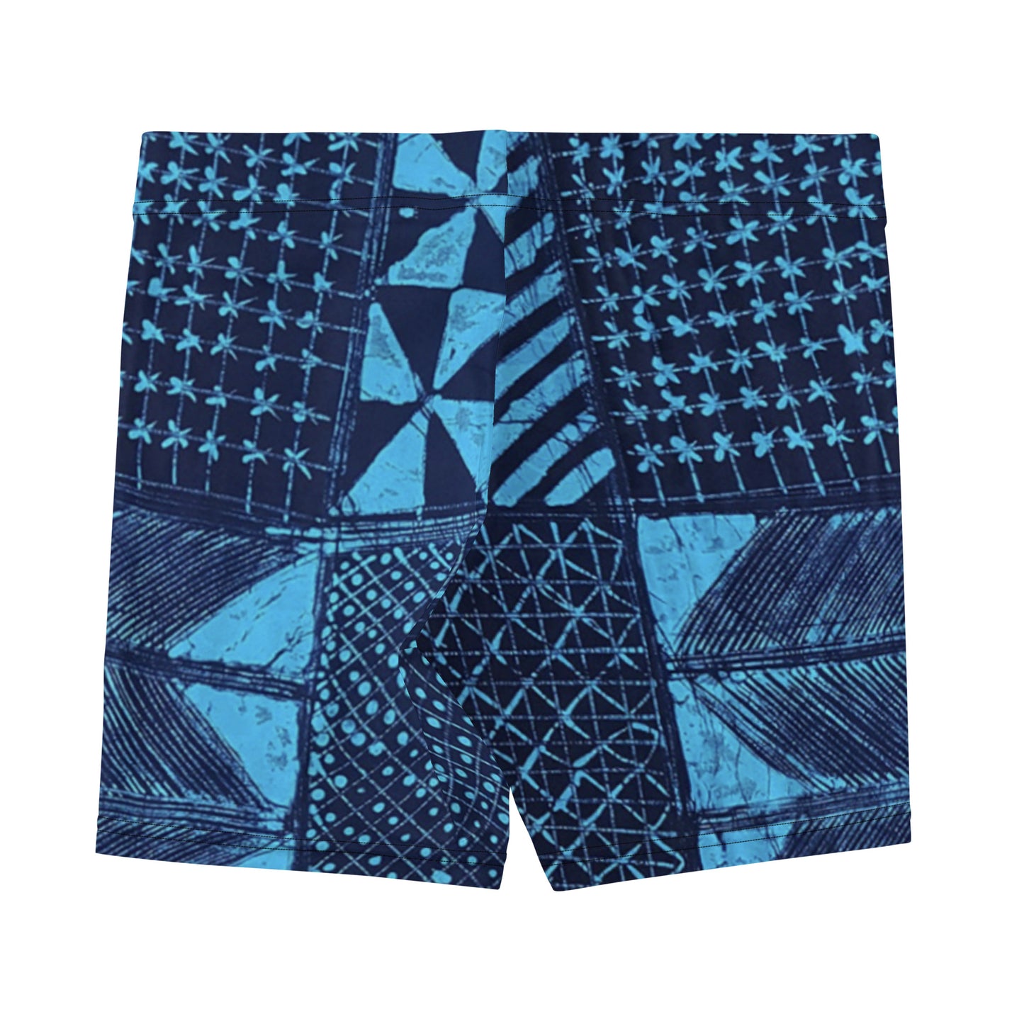 Black And Turquoise Shapes Adire Shorts