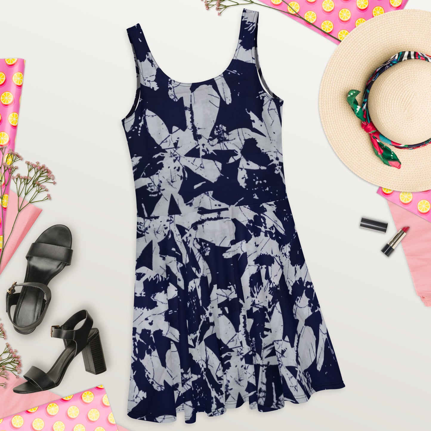 Indigo Adire Skater Dress