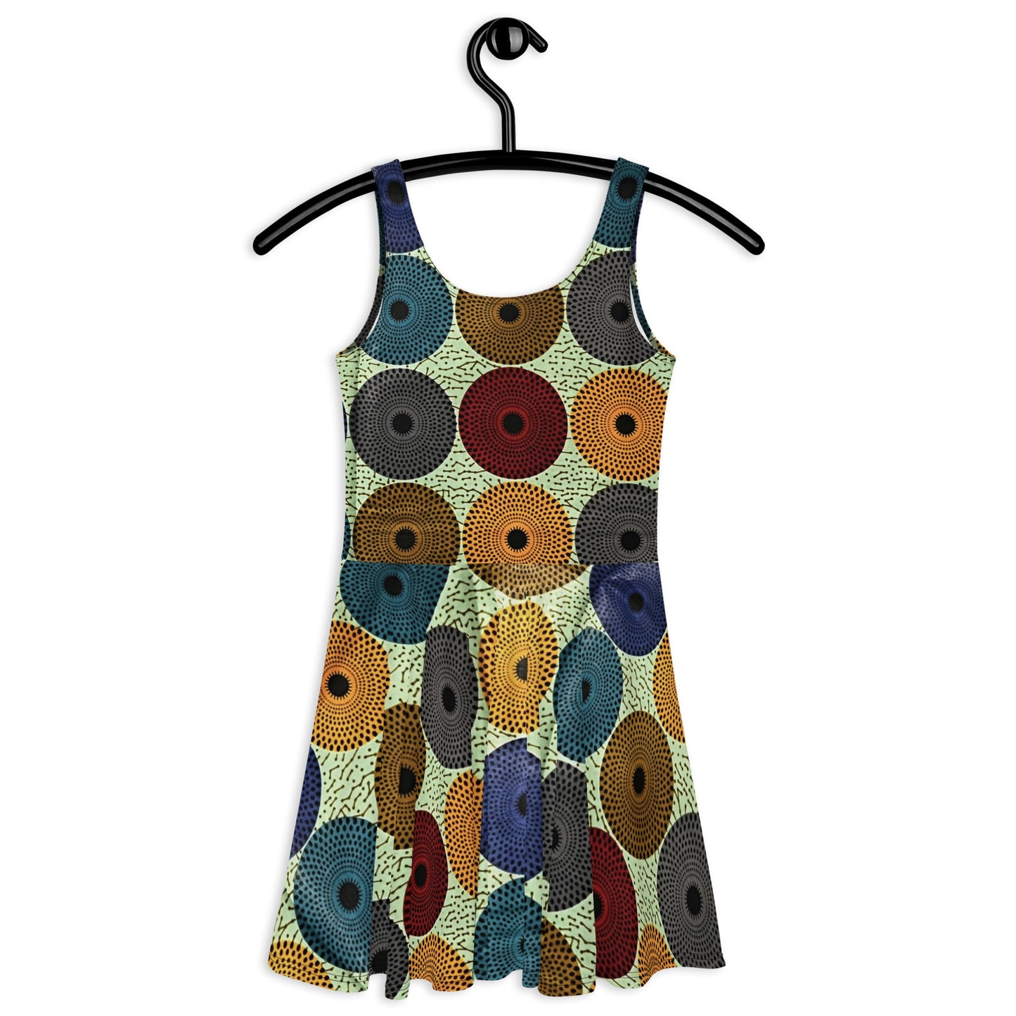 Multicolour Mandela Pattern Ankara Skater Dress