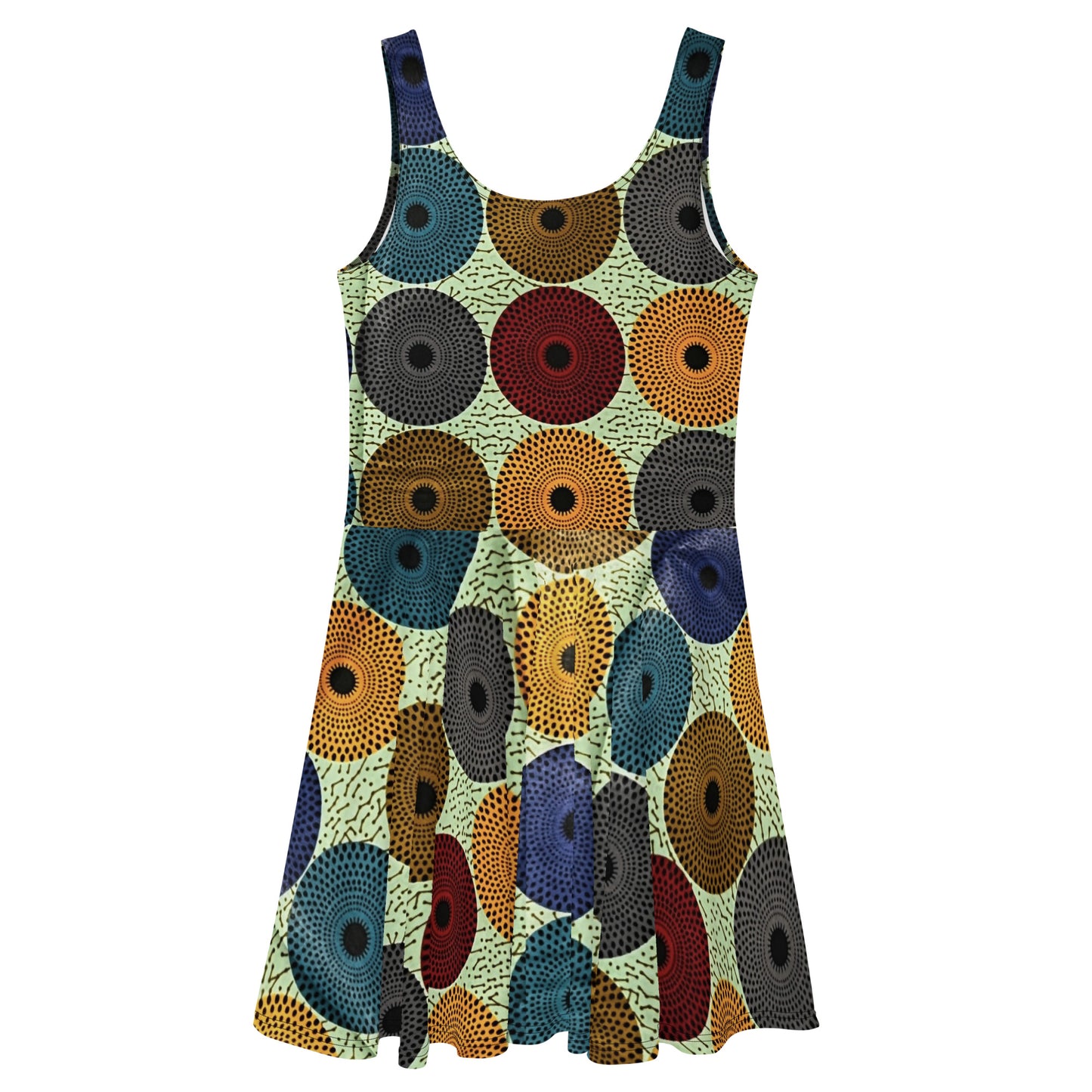 Multicolour Mandela Pattern Ankara Skater Dress