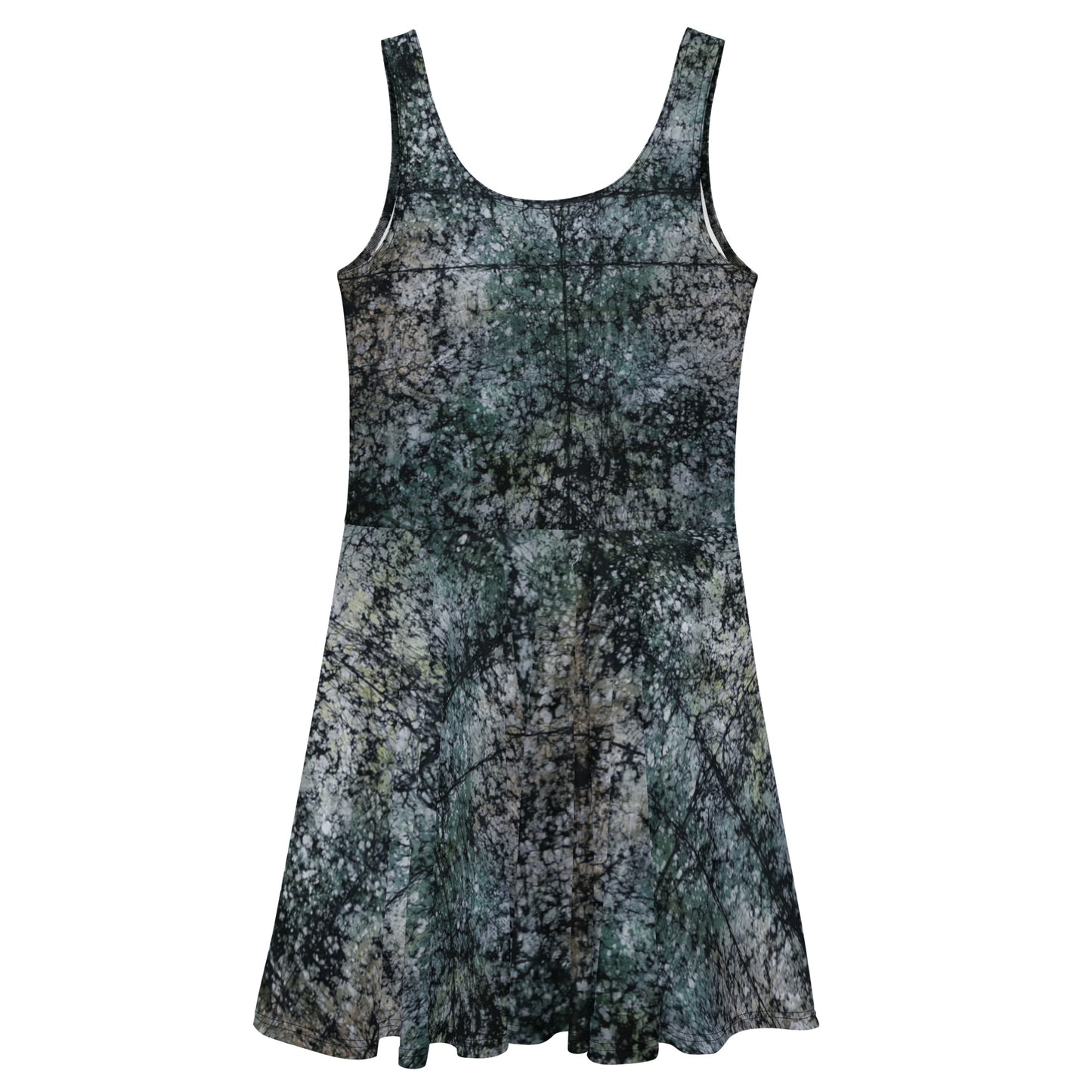 Dark Green Adire Skater Dress