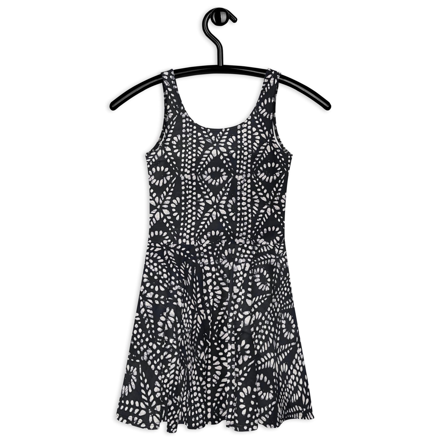 Black & White Aztec Adire Skater Dress