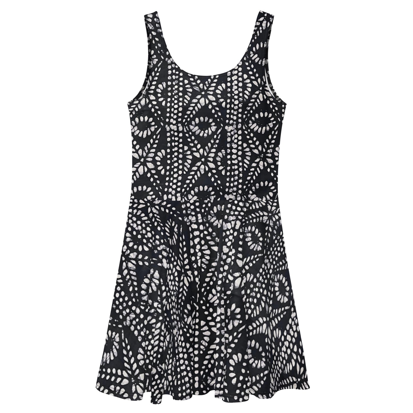 Black & White Aztec Adire Skater Dress