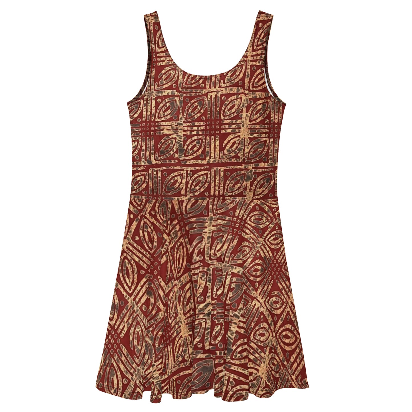 Copper & Gold Adire Skater Dress