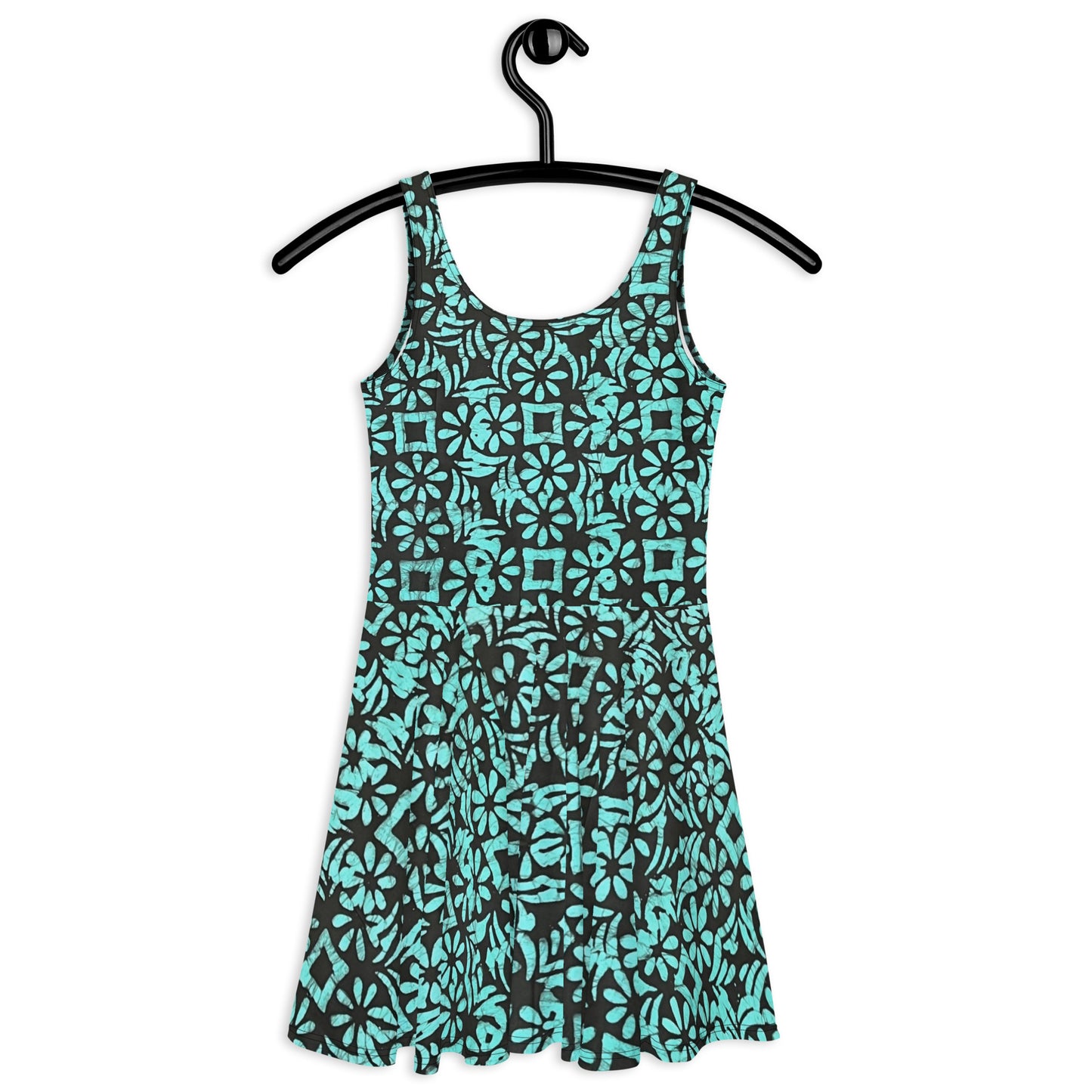 Aqua Abstract Adire Skater Dress