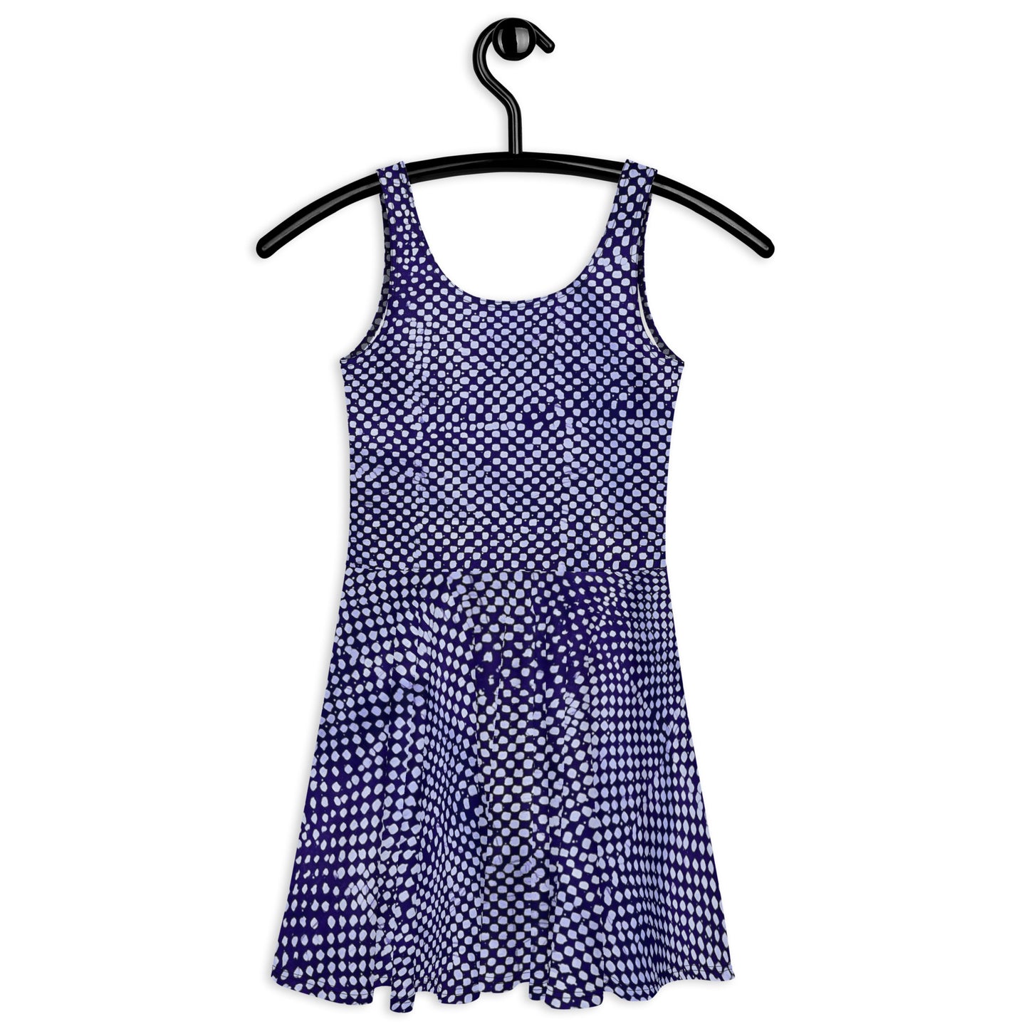 Purple & White Polka Dot Adire Skater Dress