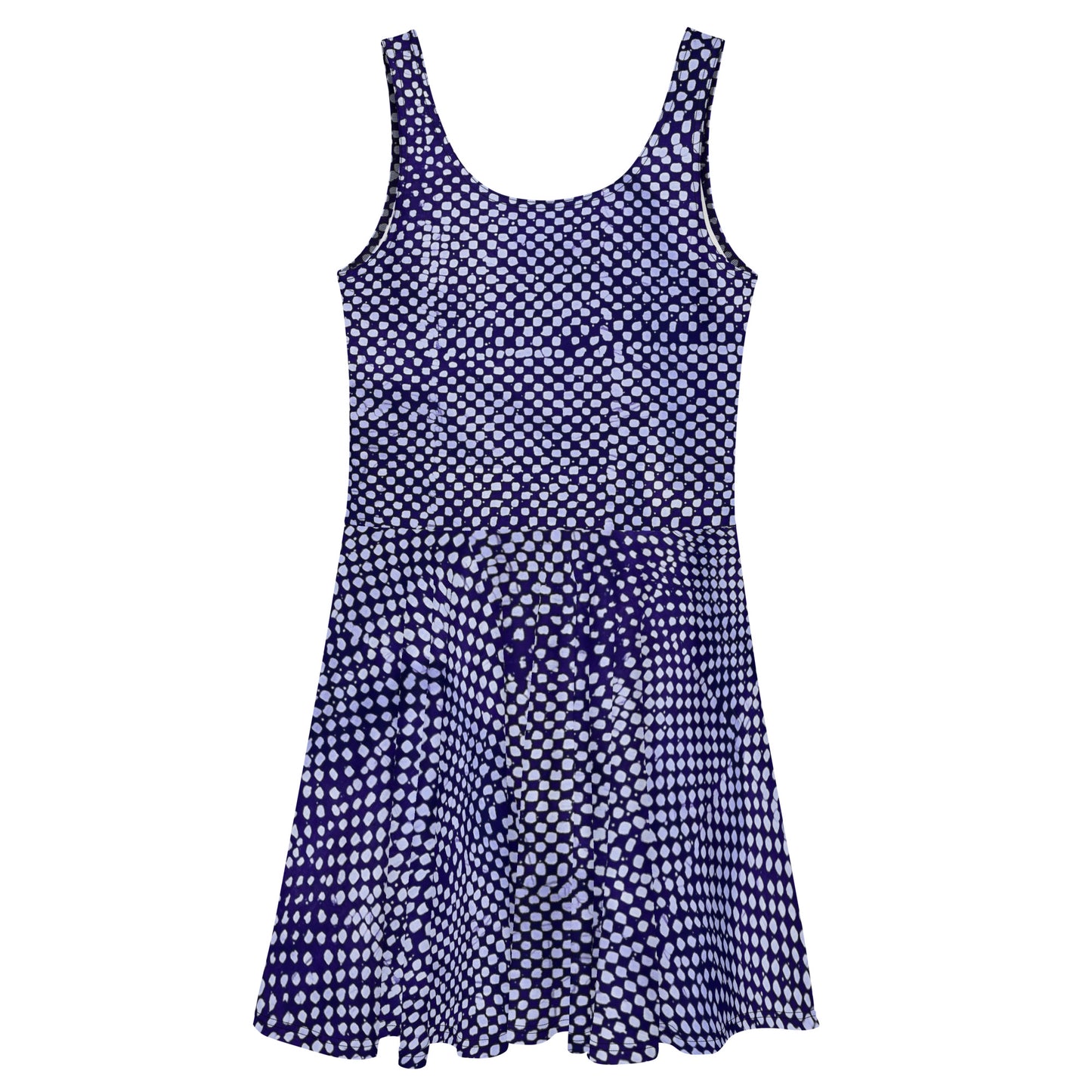 Purple & White Polka Dot Adire Skater Dress