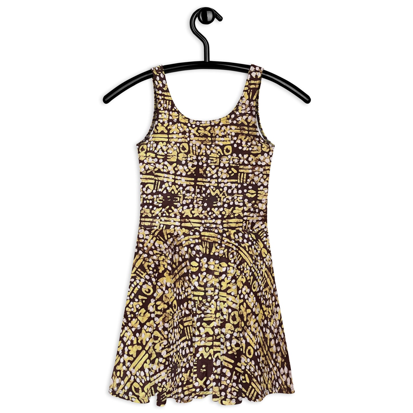 Yellow Brown Noughts & Crosses Adire Skater Dress