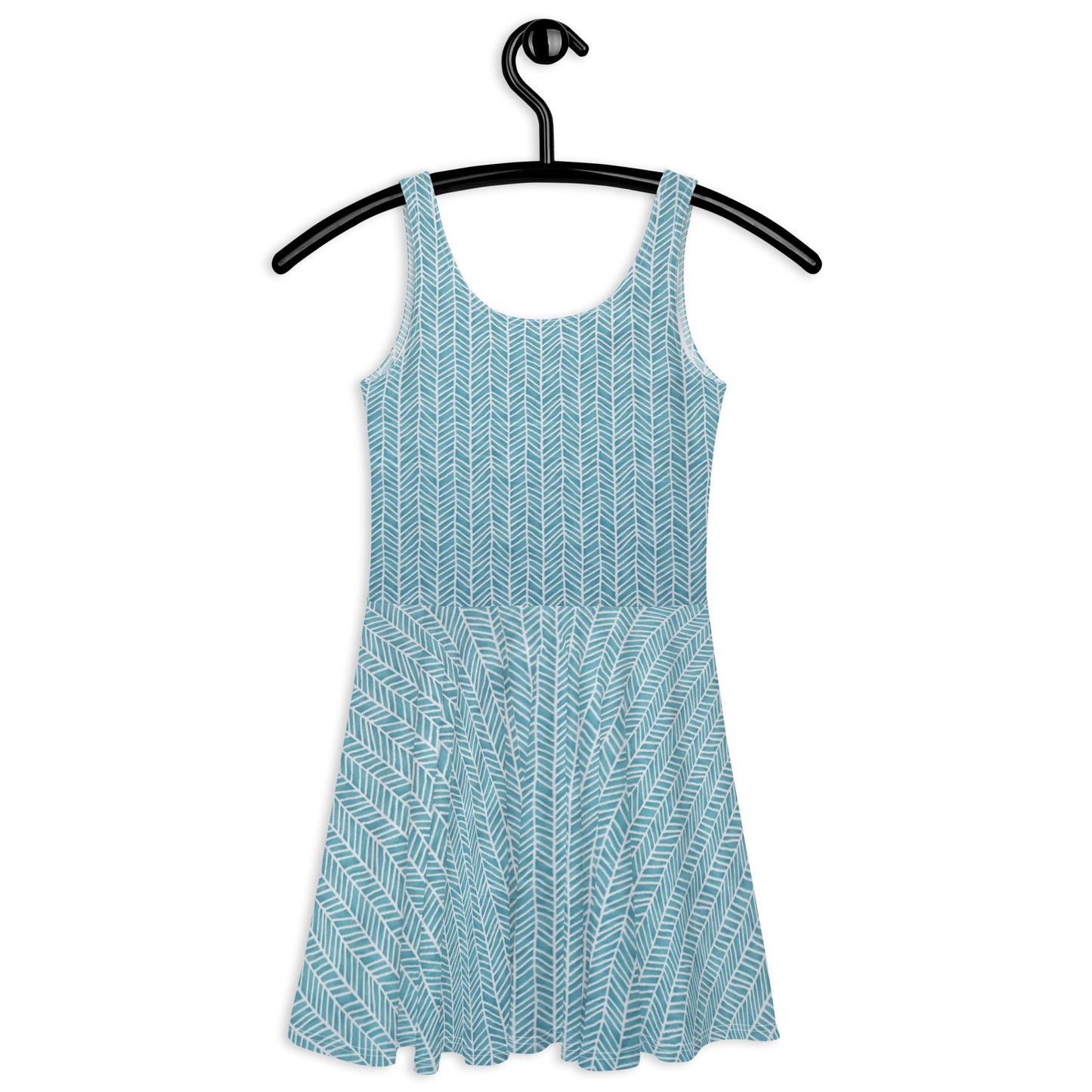 Aqua Chevron Adire Skater Dress