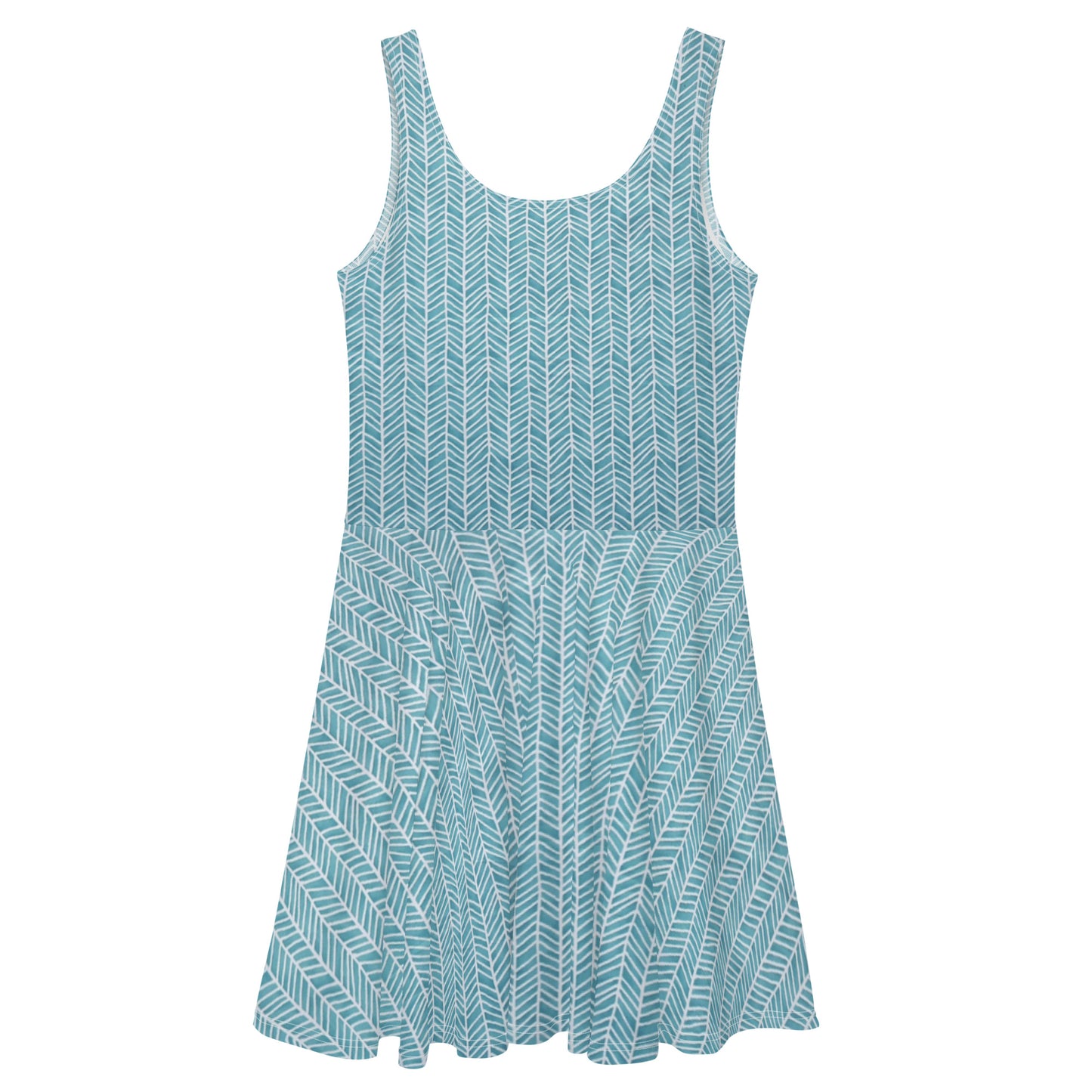 Aqua Chevron Adire Skater Dress