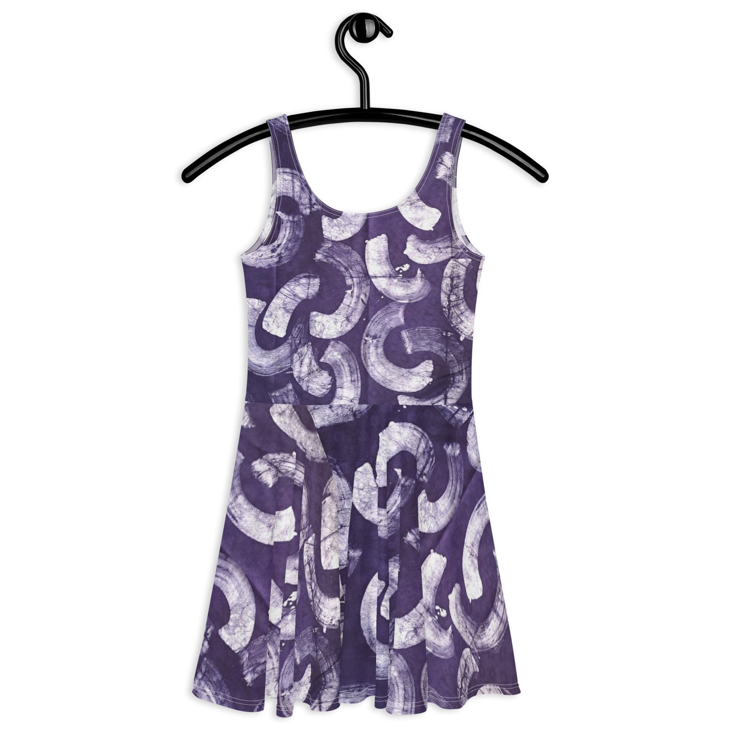 Purple & White Adire Skater Dress