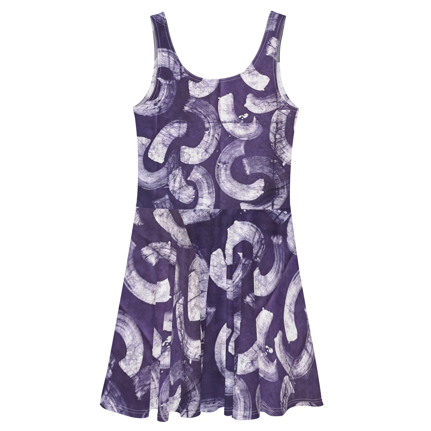 Purple & White Adire Skater Dress