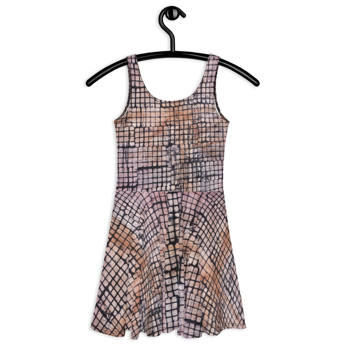 Pink Checked Adire Skater Dress