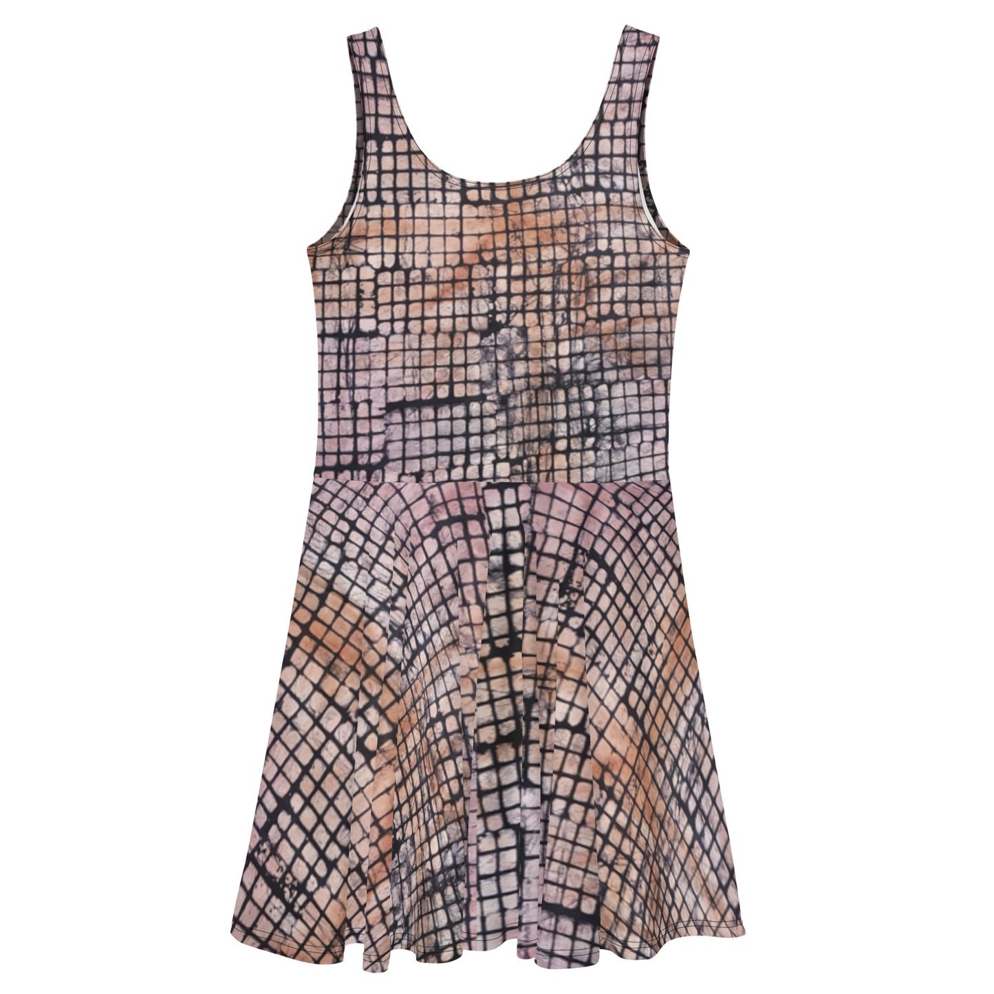 Pink Checked Adire Skater Dress