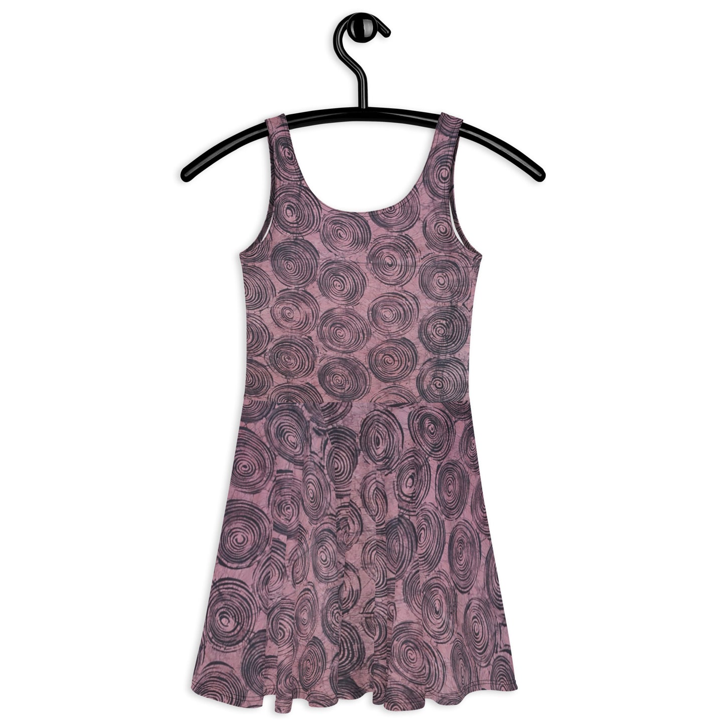 Pink & Black Swirl Adire Skater Dress