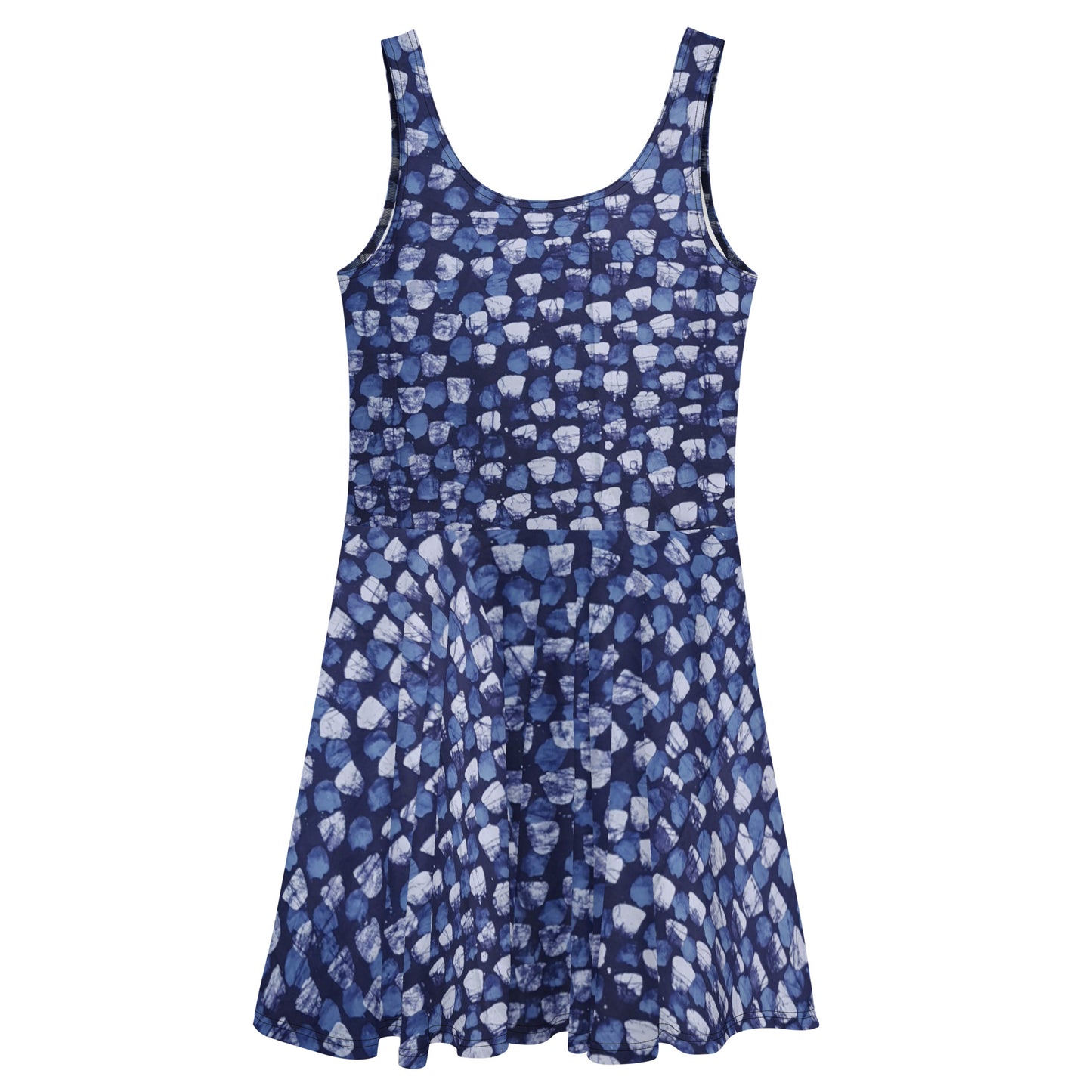 Blue Dotted Adire Skater Dress