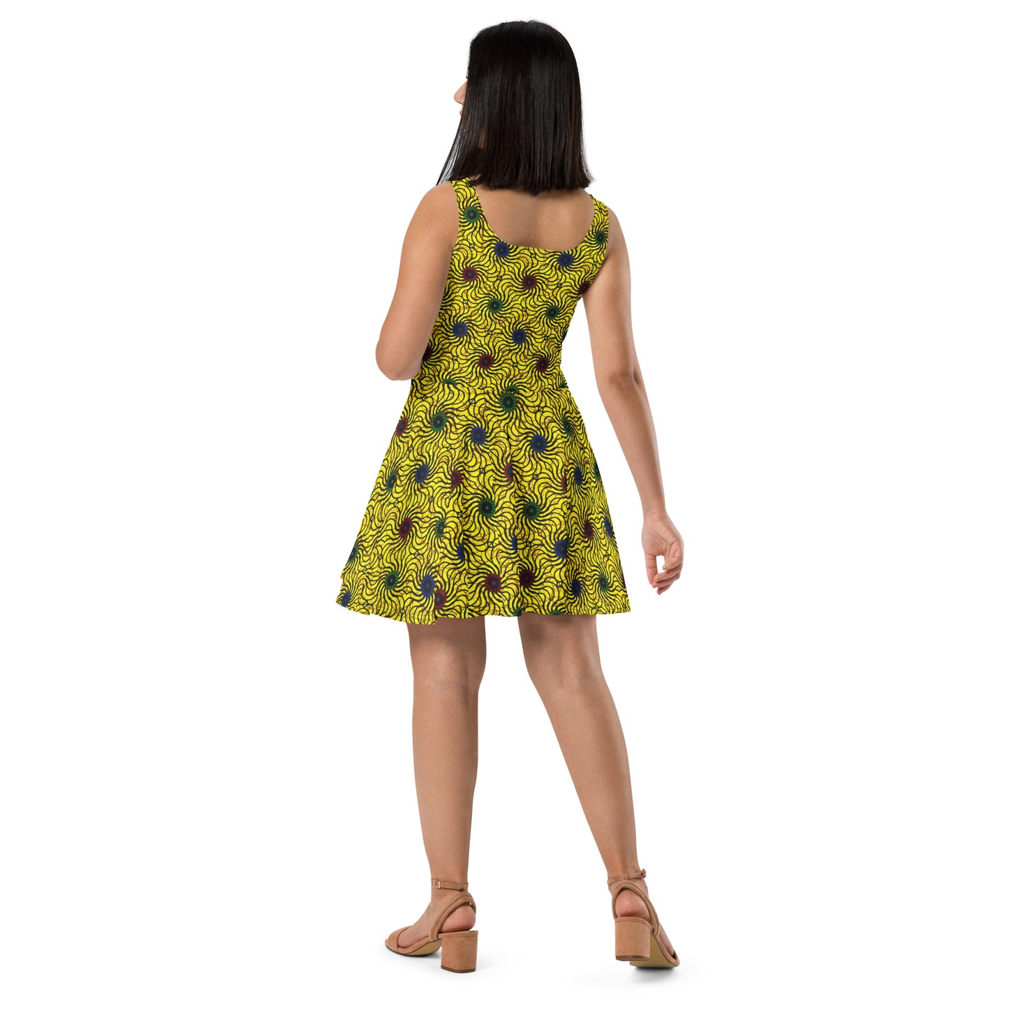 Multicolour Yellow Ankara Skater Dress