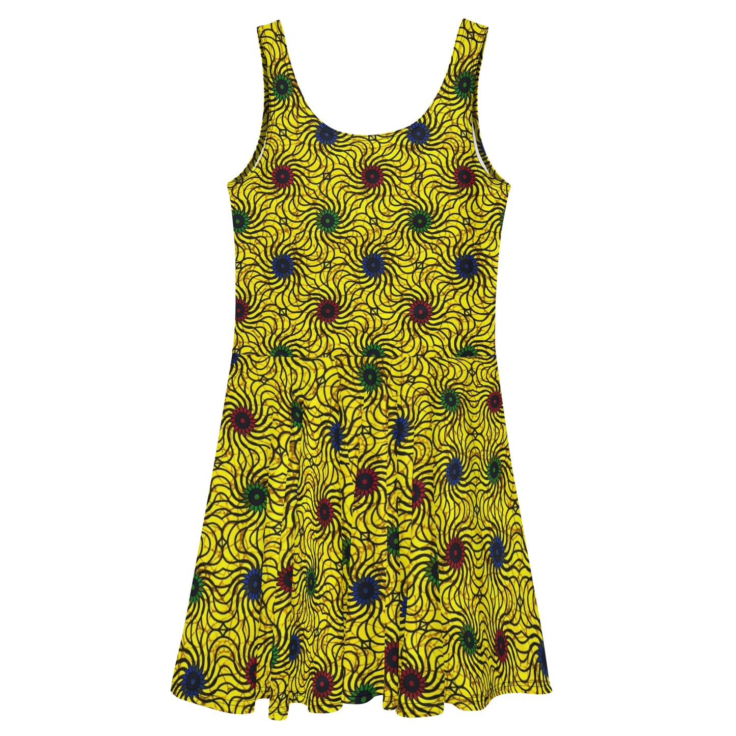 Multicolour Yellow Ankara Skater Dress