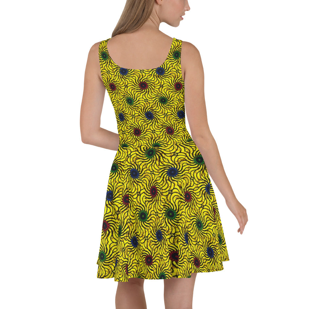 Multicolour Yellow Ankara Skater Dress