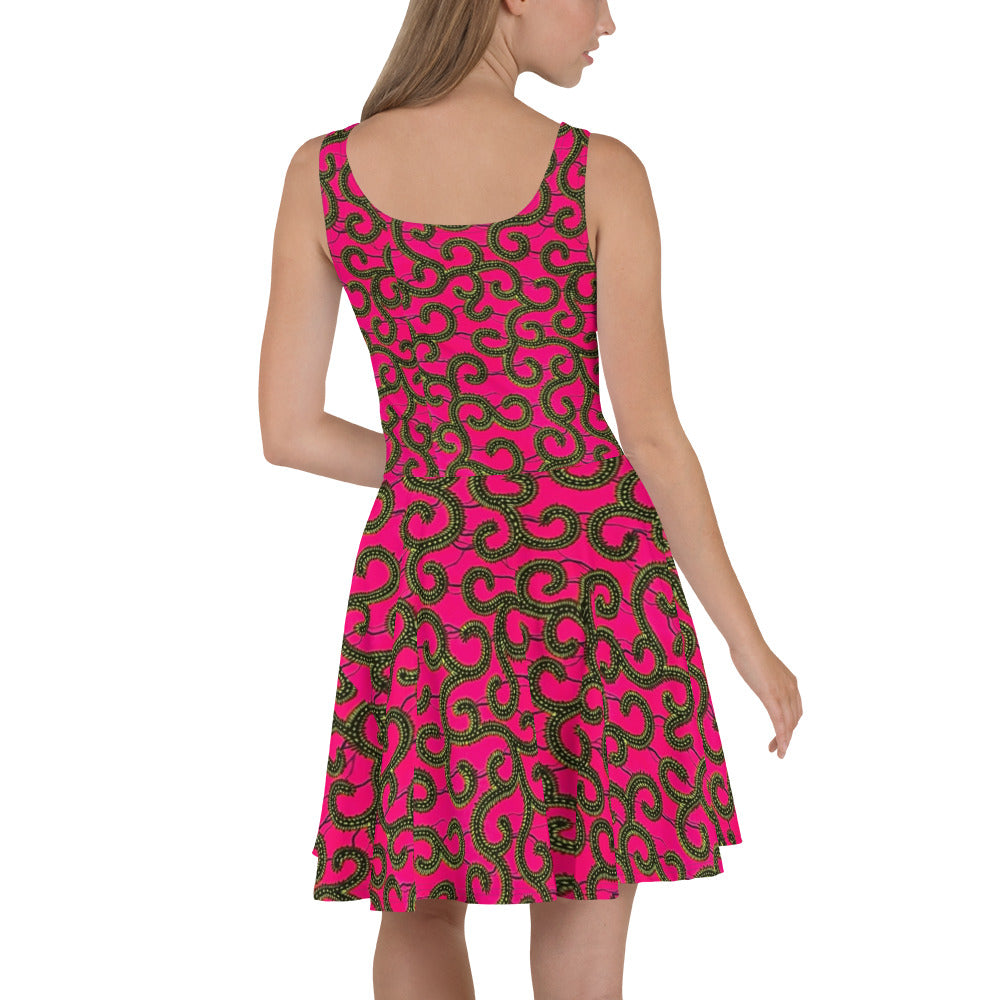 Pink Ankara Skater Dress