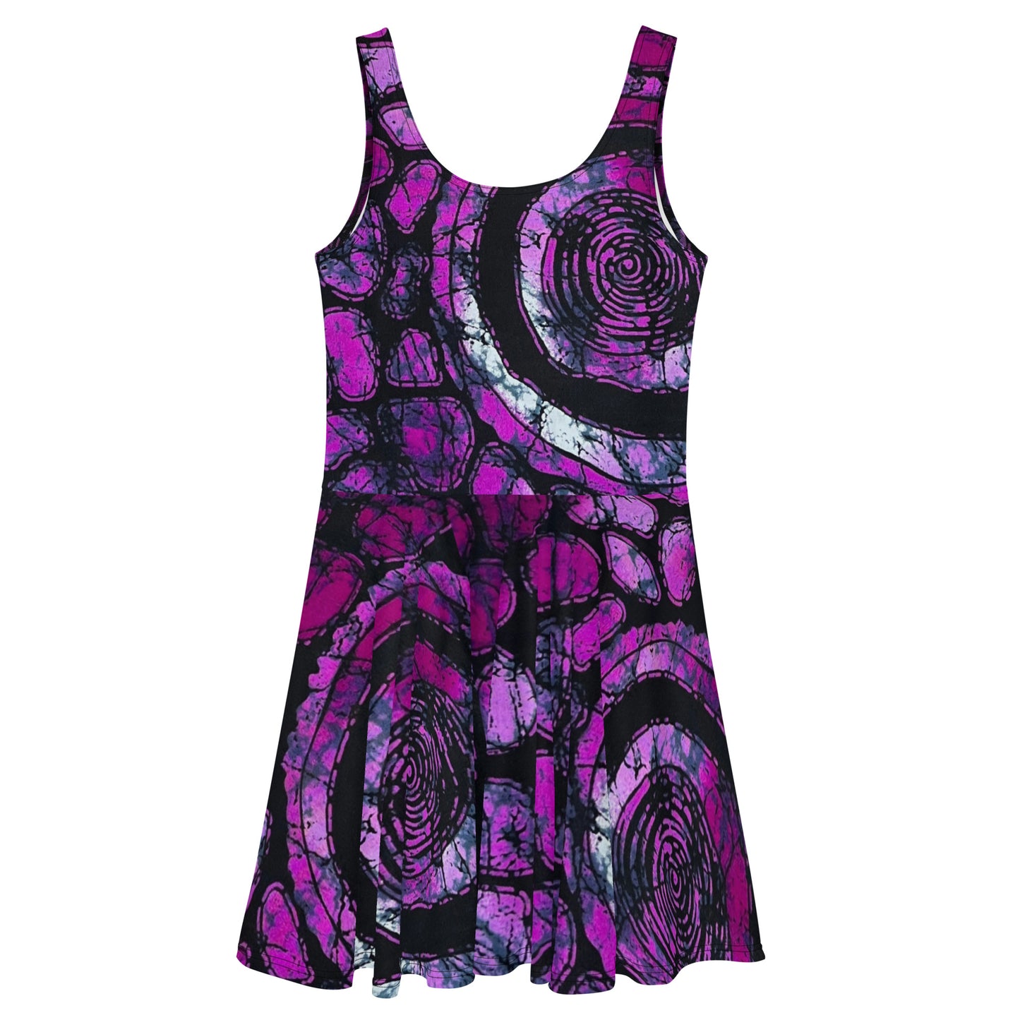 Purple Adire Skater Dress