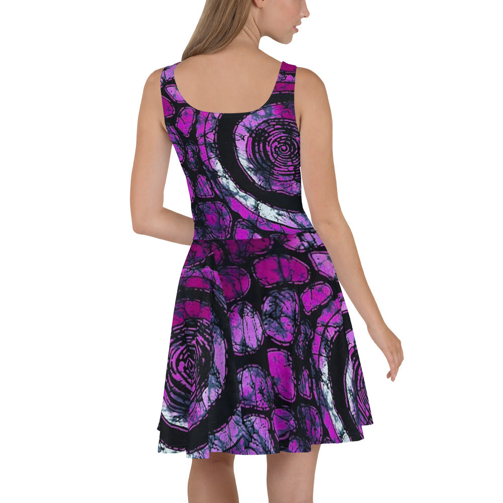 Purple Adire Skater Dress