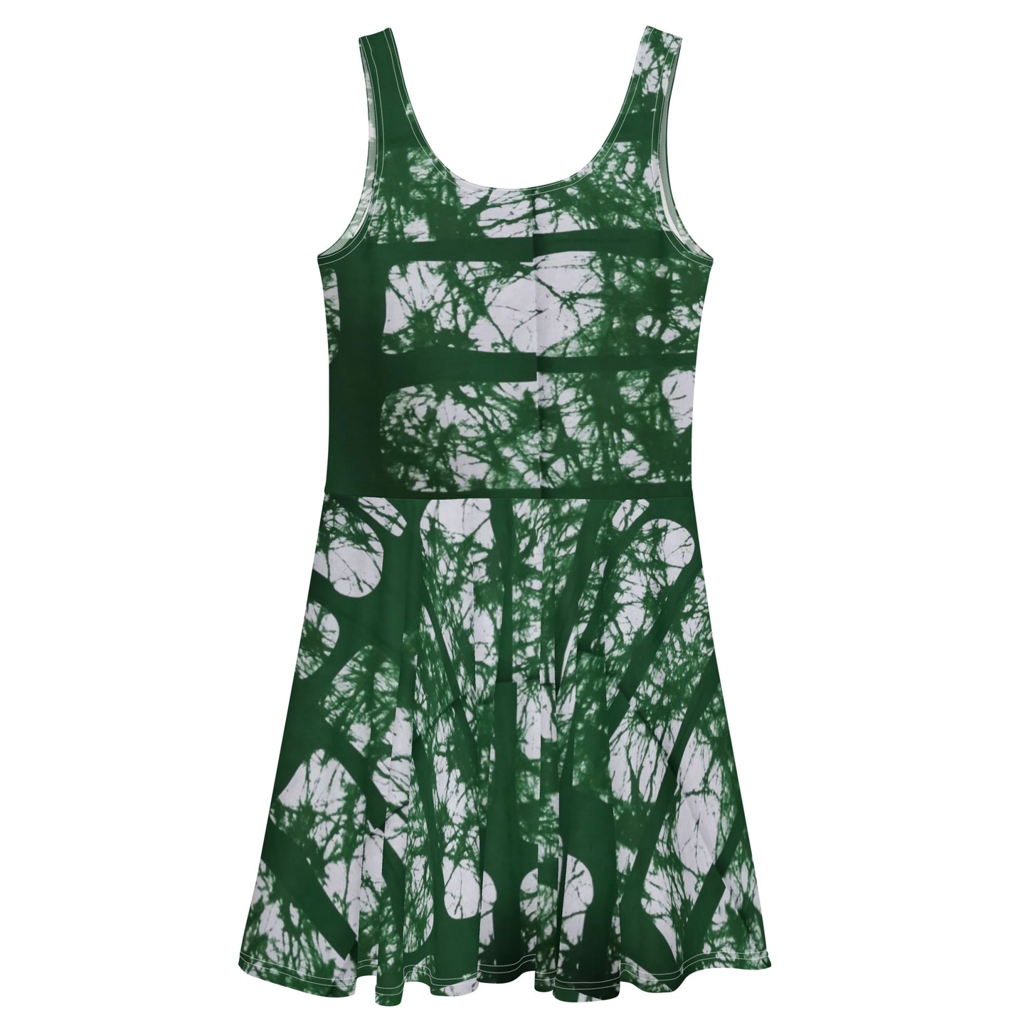 Green Adire Skater Dress