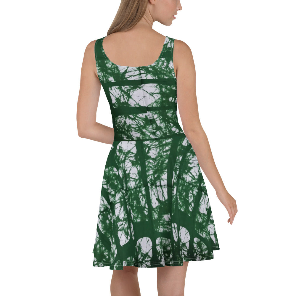 Green Adire Skater Dress